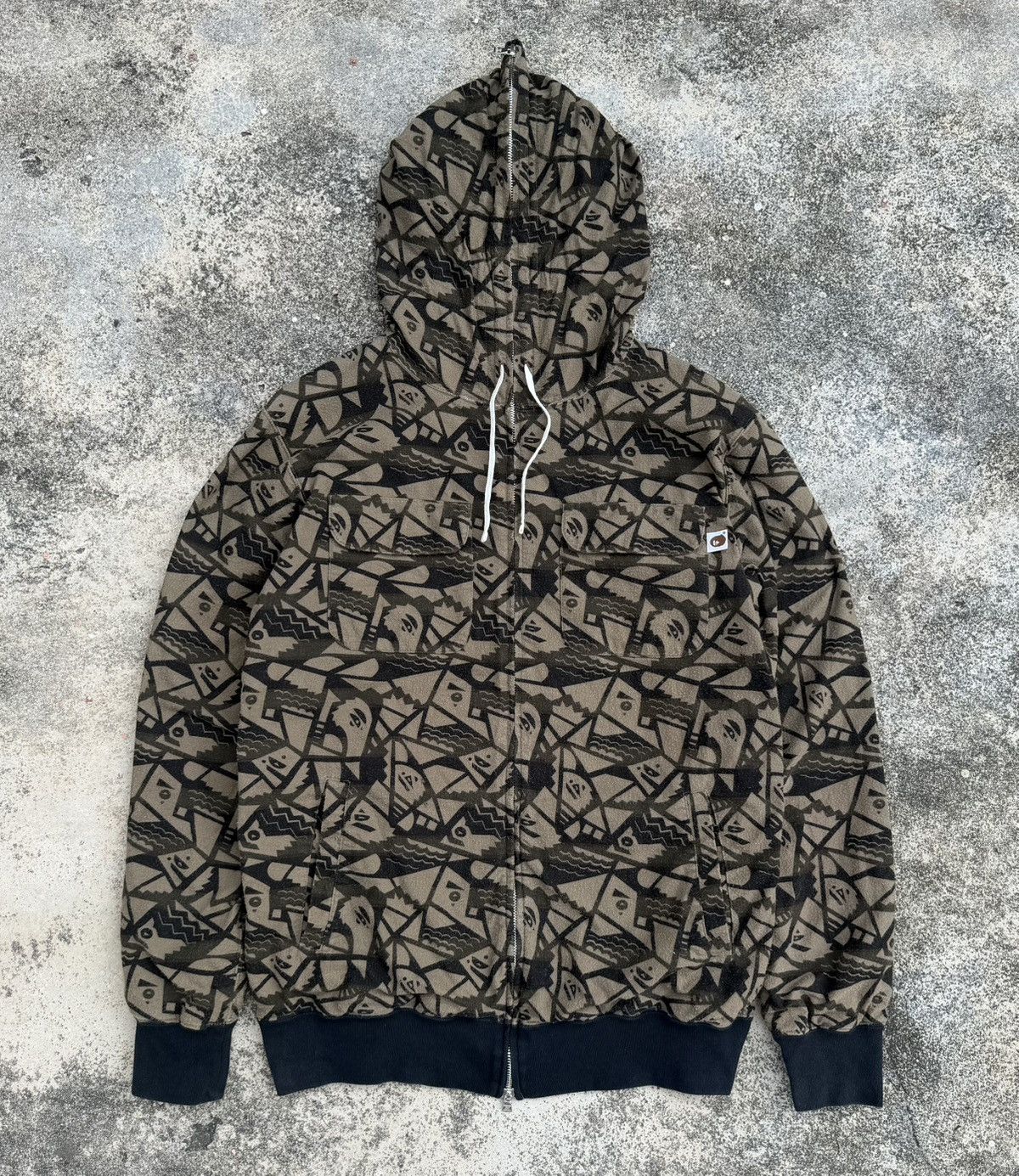 Bape A Bathing Ape BAPE All Over Print Zip Hoodie Brown Graphic Size US XL / EU 56 / 4 - 1 Thumbnail