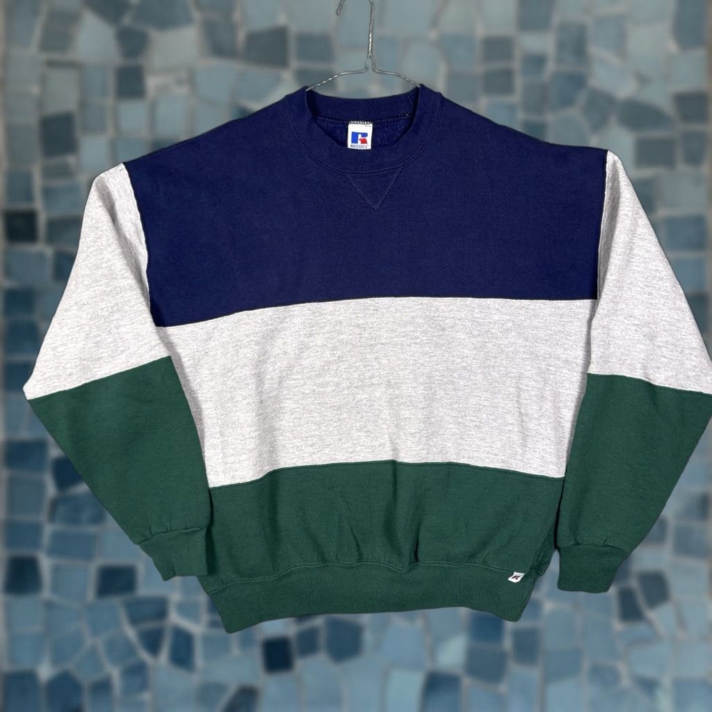Russell Athletic VINTAGE Russell Athletic Sweatshirt Mens XL USA Made Rugby Stripe Fleece 90s Size US XL / EU 56 / 4 - 1 Thumbnail