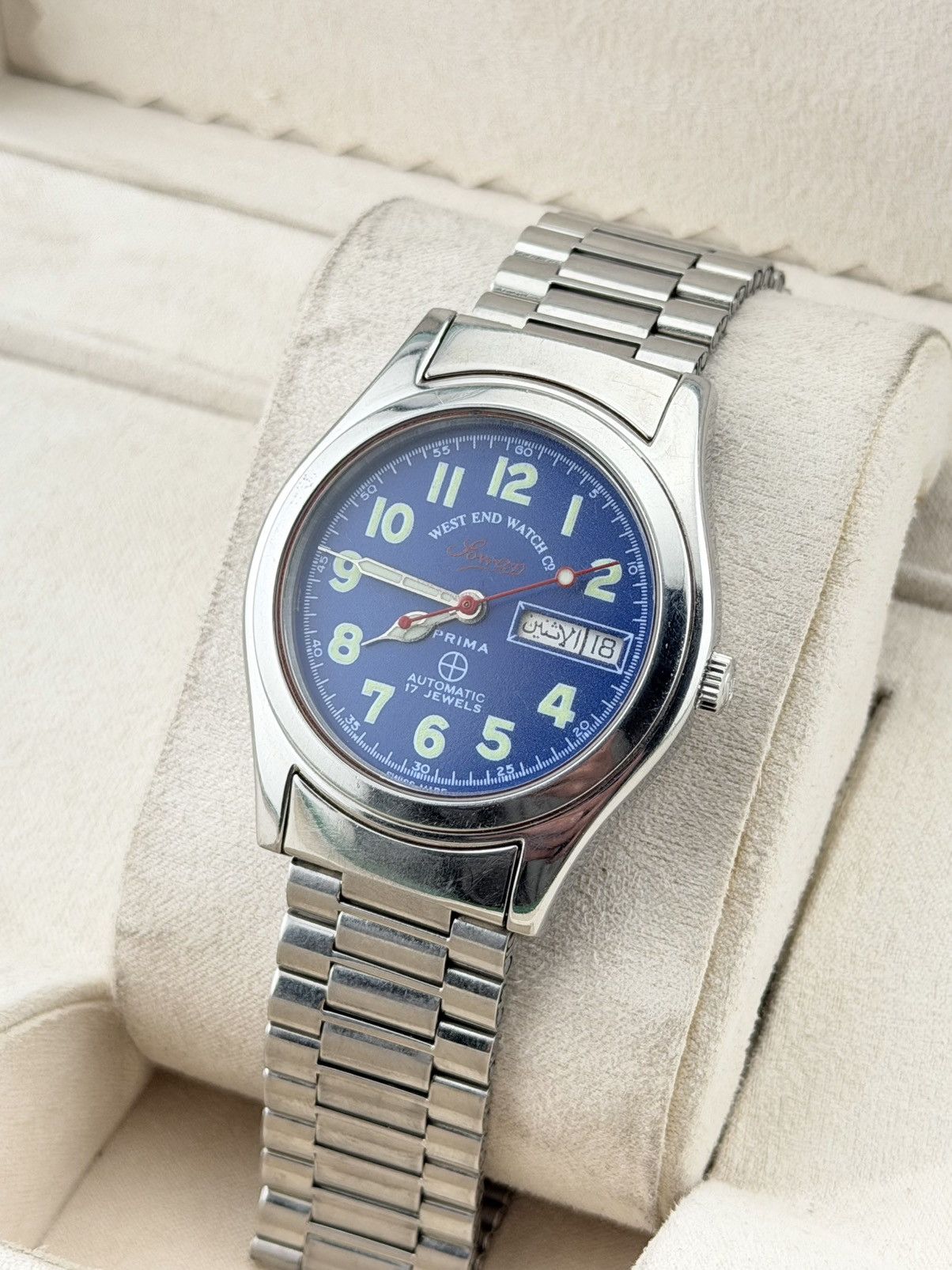 West End Watch Co. West End Sowar Prima Vintage Automatic Blue Dial Watch Size 36 - 4 Thumbnail