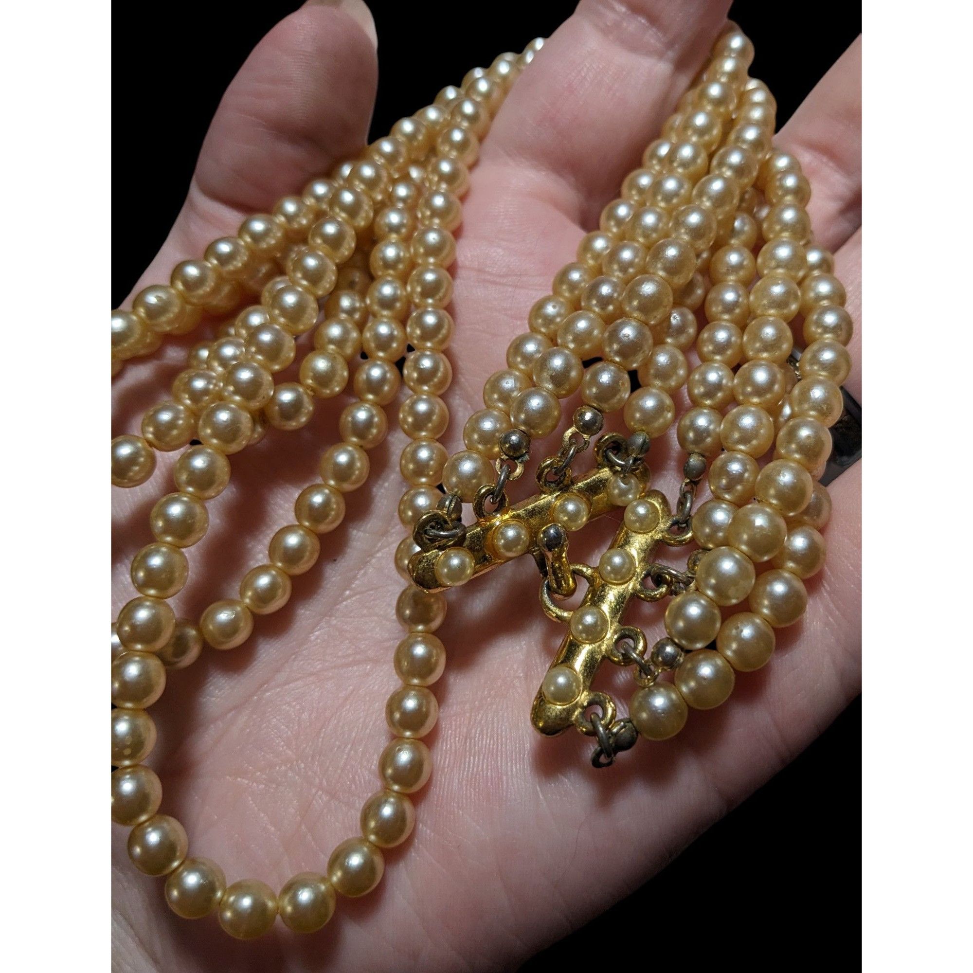 Other Vintage Gold Faux Pearl Multilayer Necklace Size ONE SIZE - 5 Thumbnail