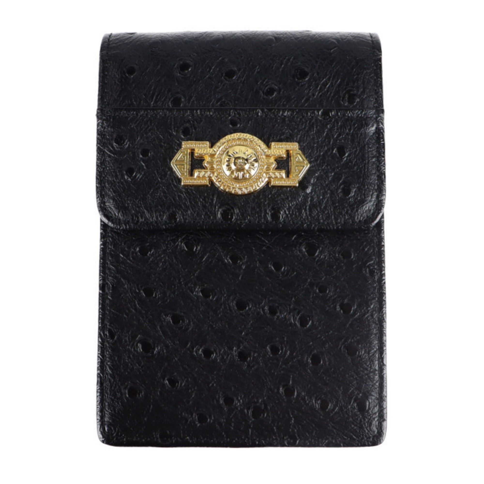 image of Versacegianni Sunburst Other Accessories Leather Black Gold Hardware Cigarette Case Embossed, Women
