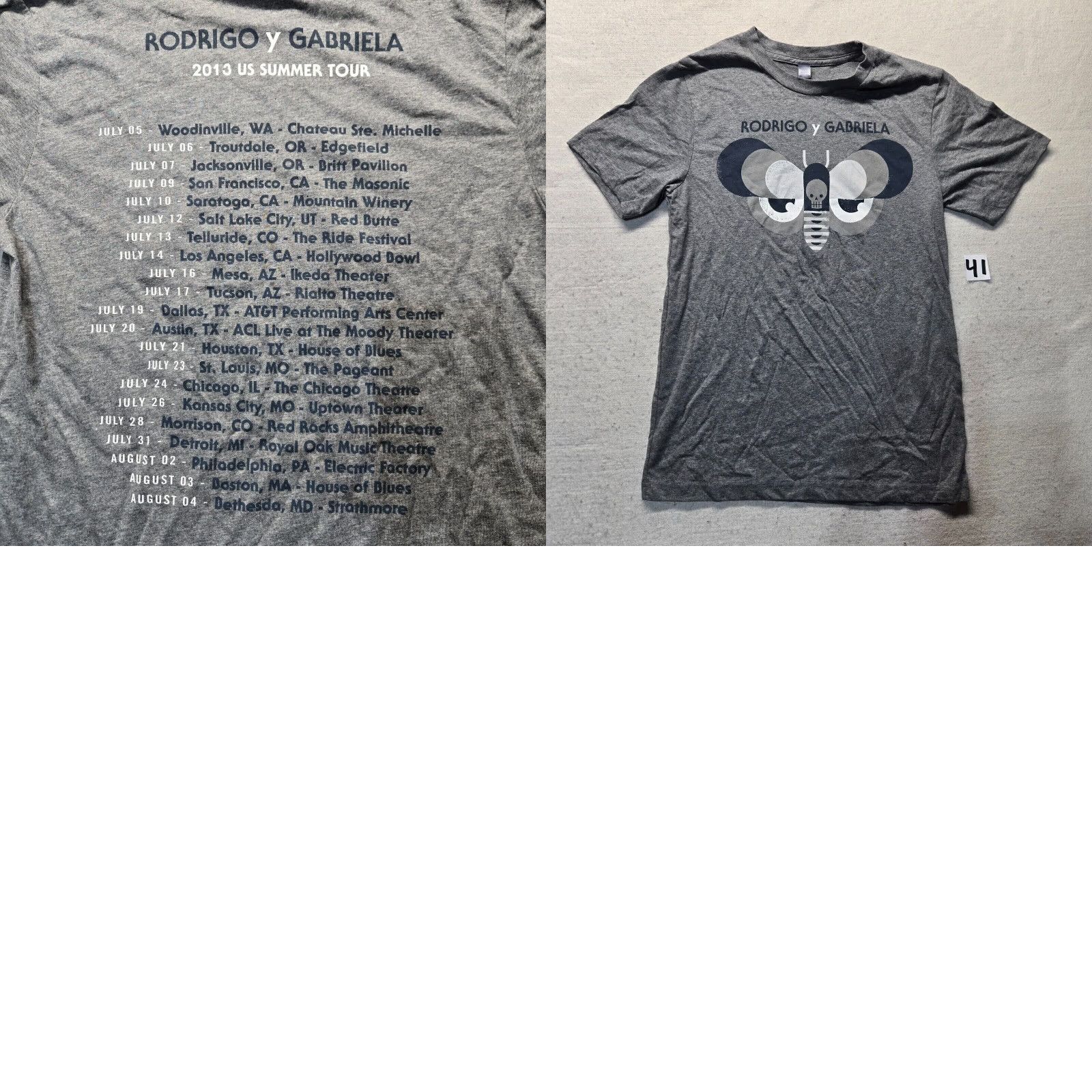 Vintage Vintage Rodrigo Y Gabriela 2013 US Summer Tour Gray T-Shirt Adult Medium Men Size US M / EU 48-50 / 2 - 8 Thumbnail