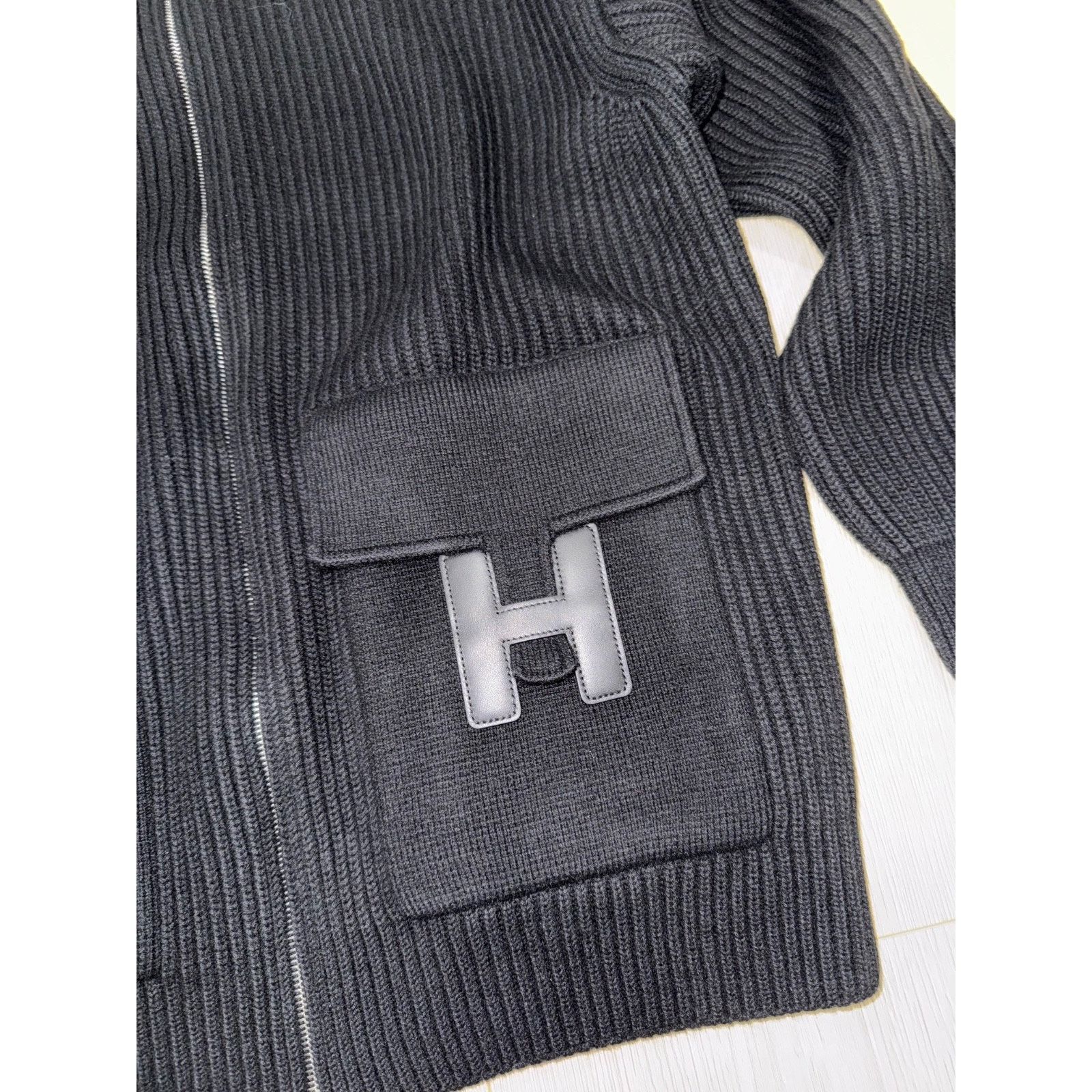 Hermes Logo Zip Up Zipper Cardigan Sweater Wool Knit Jacket 38 Size XS / US 0-2 / IT 36-38 - 7 Thumbnail