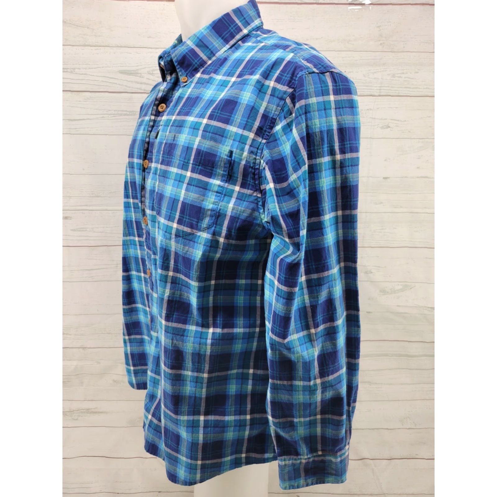 Duluth Trading Company Duluth XL Blue Plaid Shirt Long Sleeve Cotton Blend Button-Up Shirt Men Size US XL / EU 56 / 4 - 2 Thumbnail