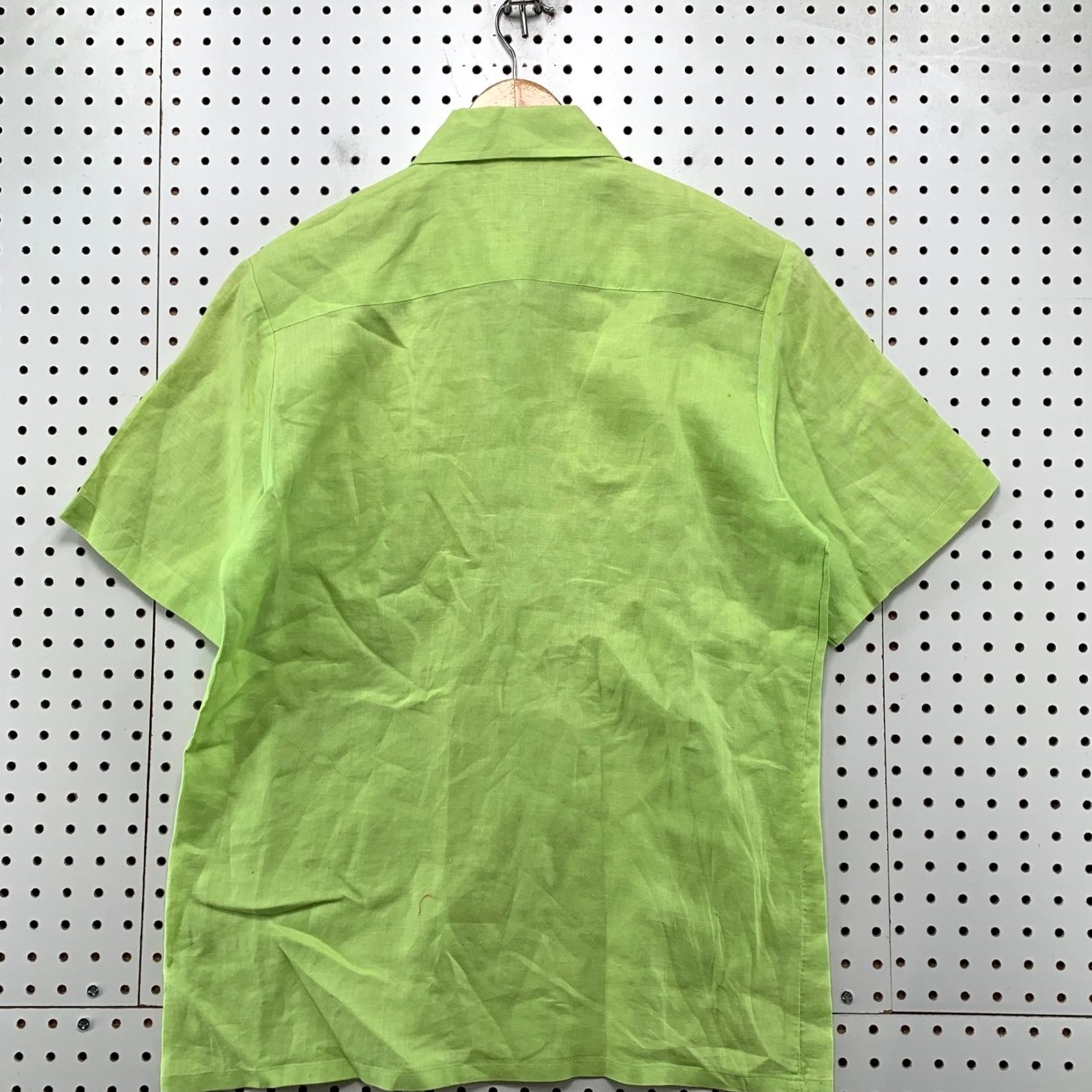 Vintage Kahuna Kahuna Bay Linen Button Shirt Mens M Lime Green Beach Washable Linen Shirt Size US M / EU 48-50 / 2 - 2 Thumbnail