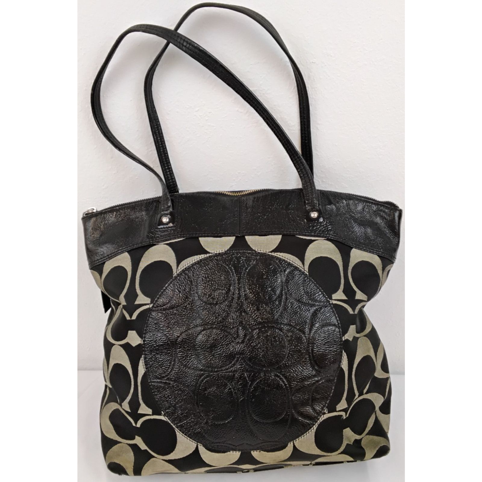 Coach Coach Signature Laura Tote Bag Black/Gray Leather F18335 Size ONE SIZE - 3 Thumbnail