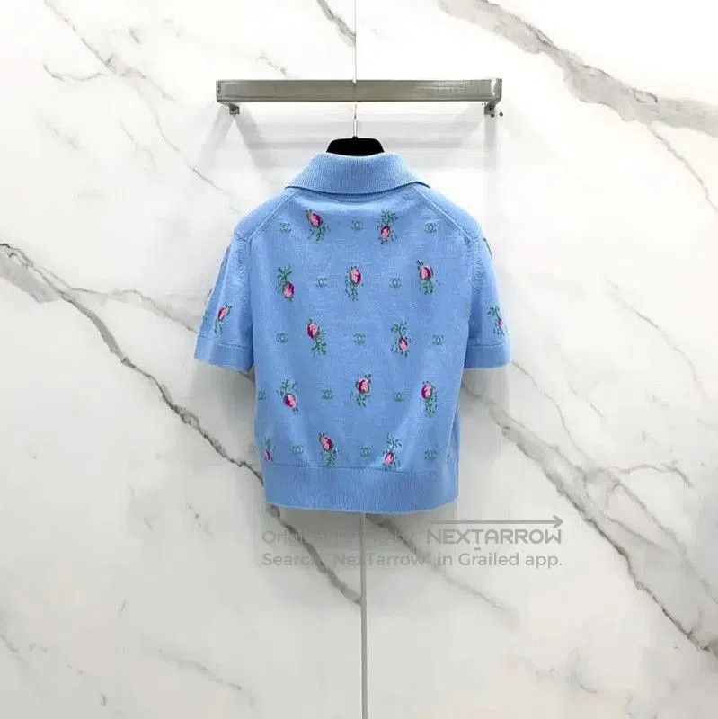 Chanel Chanel Blue Cashmere Short Sleeve T-Shirt . Size S / US 4 / IT 40 - 1 Thumbnail