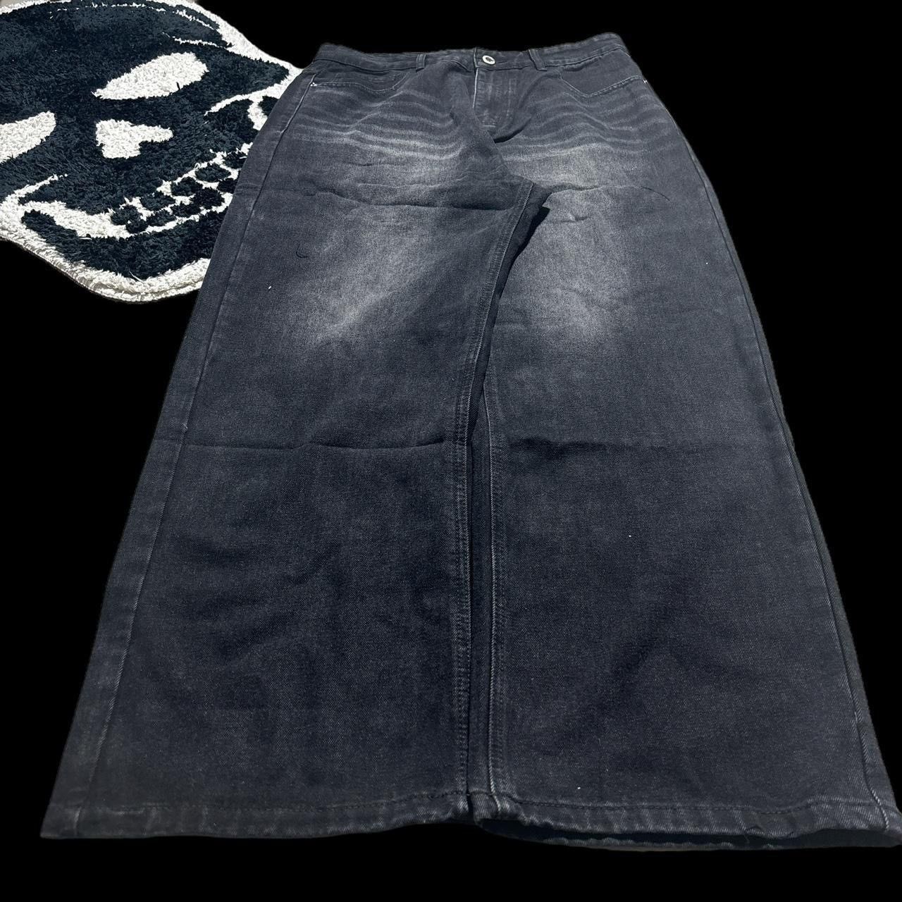 Japanese Brand Y2K Black Washed Wide-Leg Denim Jeans Size US 30 / EU 46 - 2 Thumbnail