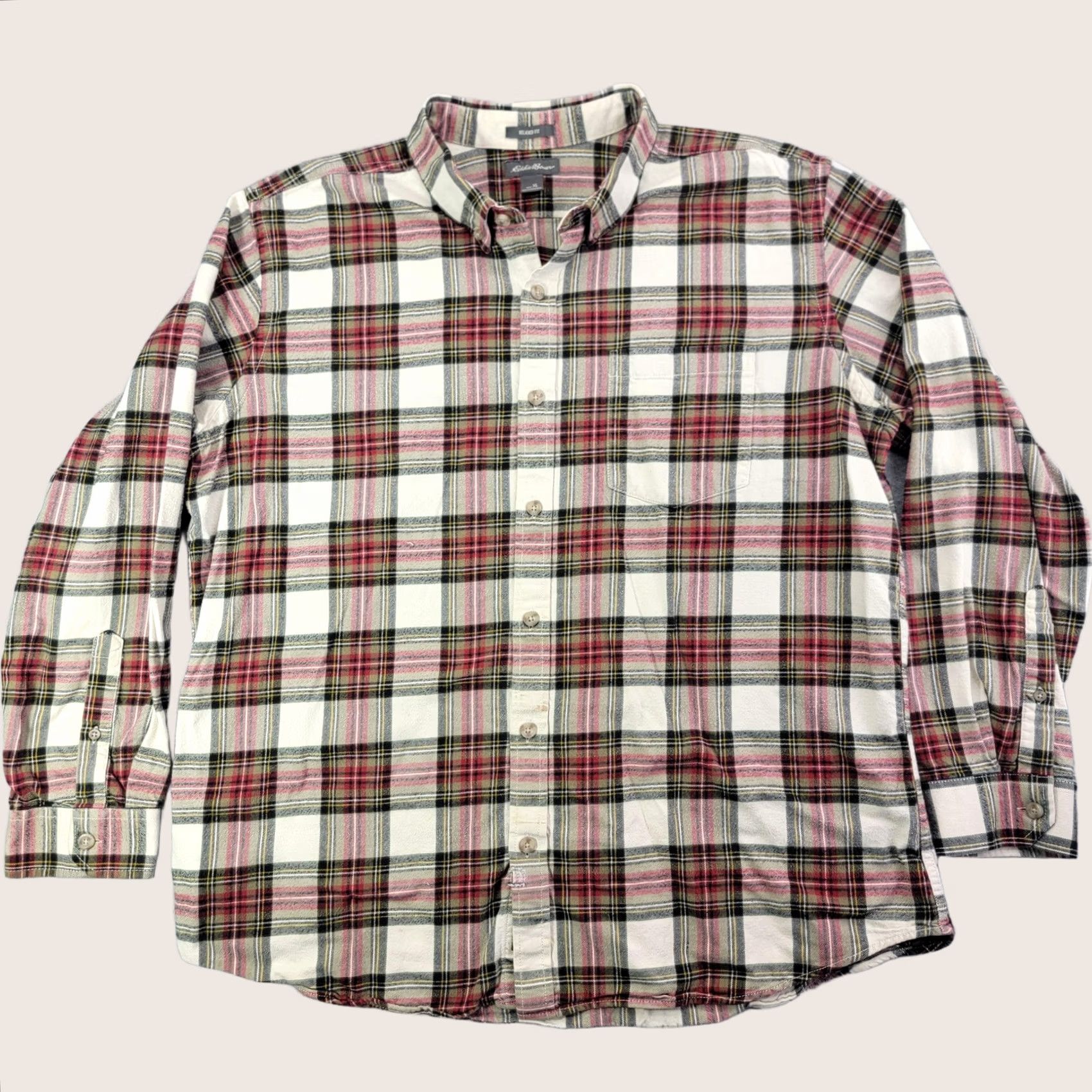 Eddie Bauer VINTAGE Eddie Bauer Shirt Mens XL White Plaid Long Sleeve Flannel Button Front Relaxed Size US XL / EU 56 / 4 - 1 Thumbnail