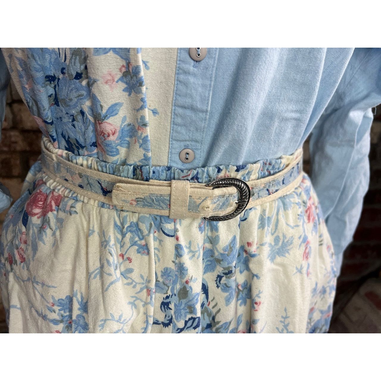 Vintage suit skirt blazer top swing skirt floral blue pink white Size 34" / US 12 / IT 48 - 13 Thumbnail