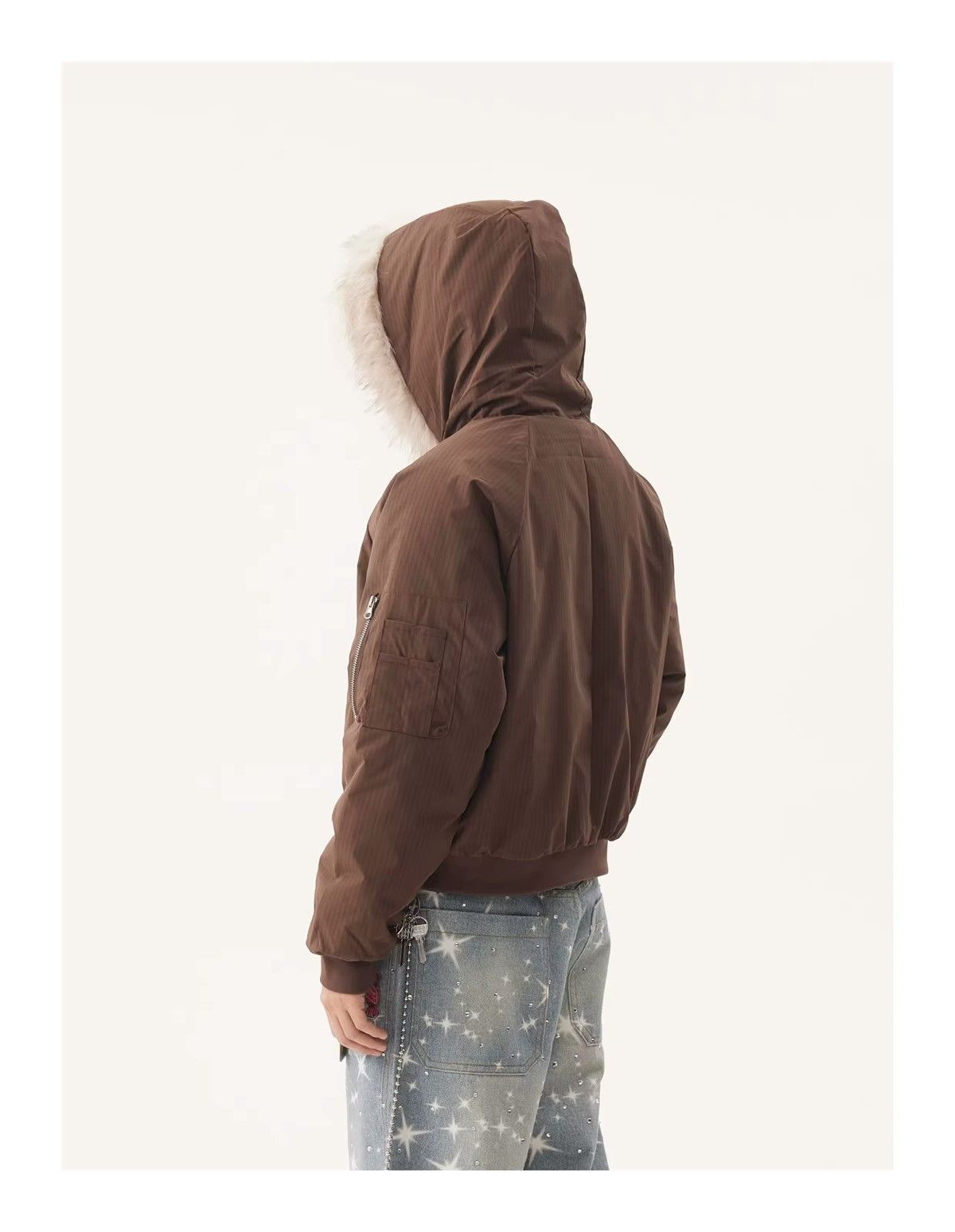 Other Winter Autumn Warm Fur Collar Hooded Quilted Padded Jacket Size US M / EU 48-50 / 2 - 4 Thumbnail
