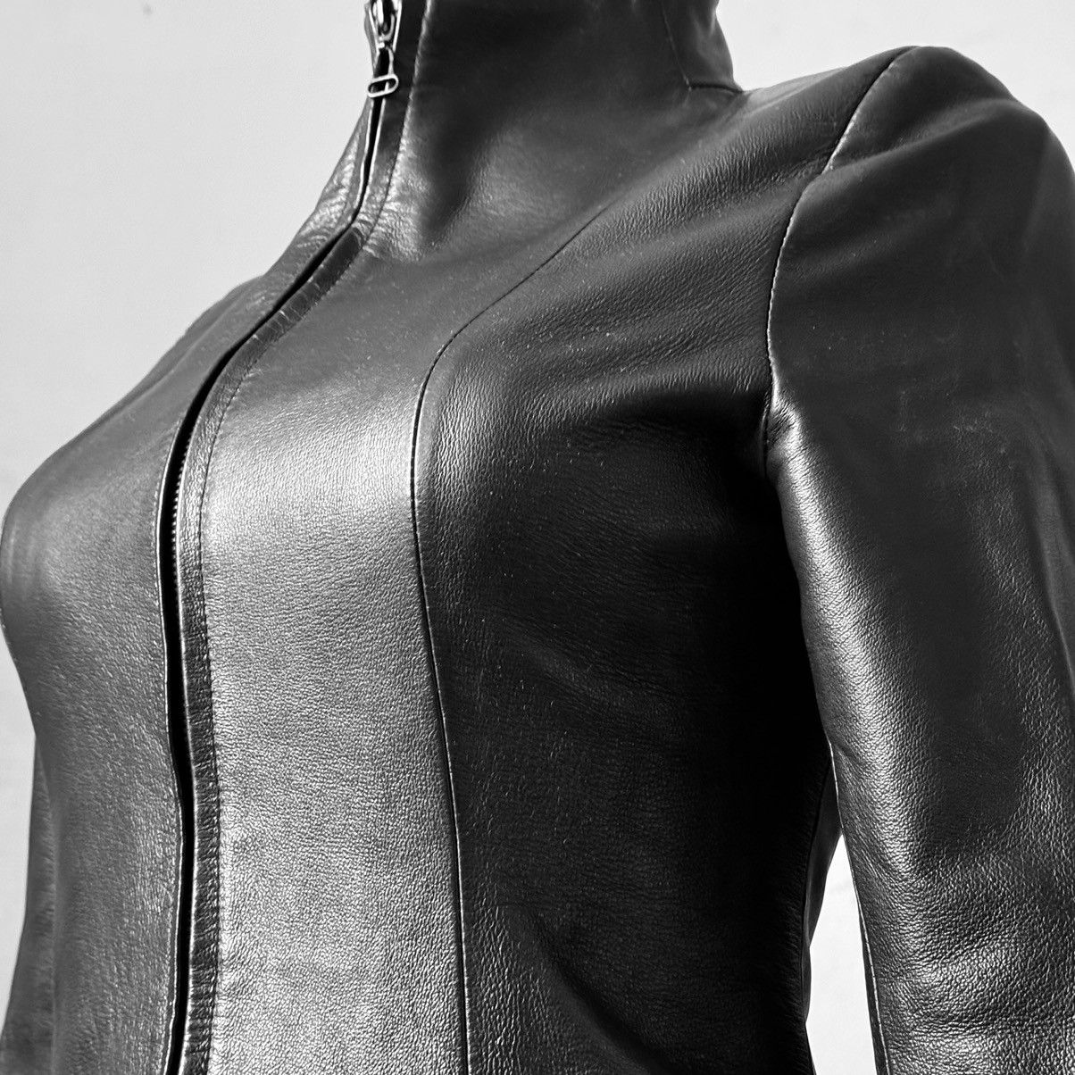 Vintage So sick fitted leather biker avant garde jacket Size S / US 4 / IT 40 - 2 Thumbnail