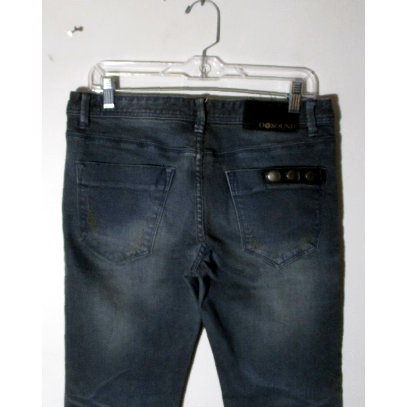 Denime D Sound Men’s Skinny Denim Jeans 32W 32L Black 32x32 Slim 5-Pocket Zip Button Jeans Men's Denims Skinny Size US 32 / EU 48 - 4 Thumbnail