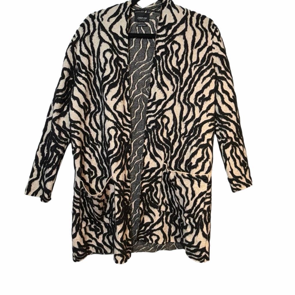 Zara Zara Knit Limited Edition Textured Zebra Cardigan Coat, Luxe Size M / US 6-8 / IT 42-44 - 8 Thumbnail