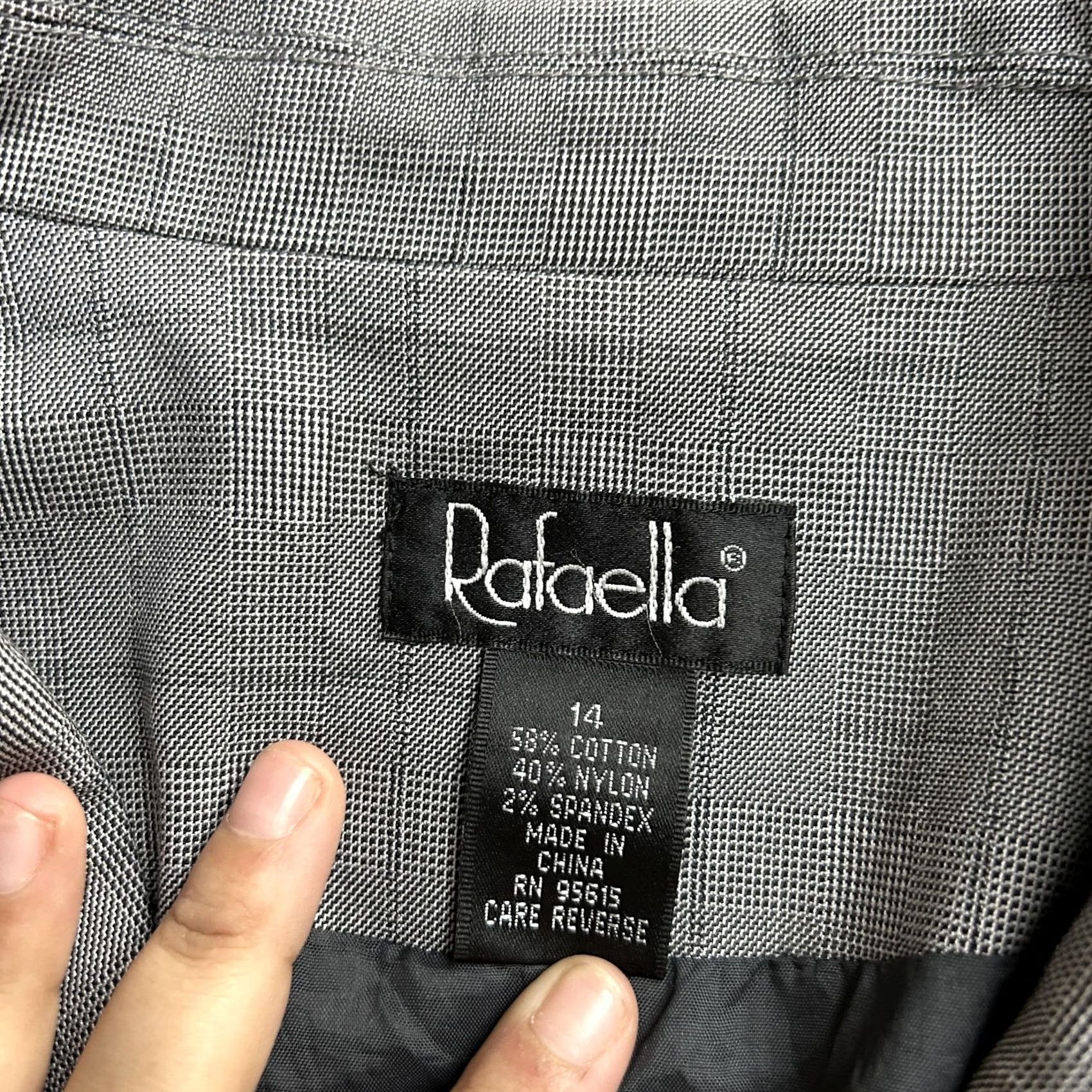 Vintage Rafaella Blazer Jacket Womens 14 Gray Plaid 3 Button Lined Stretch Career Shirt Women Mens? Size XL / US 12-14 / IT 48-50 - 2 Thumbnail