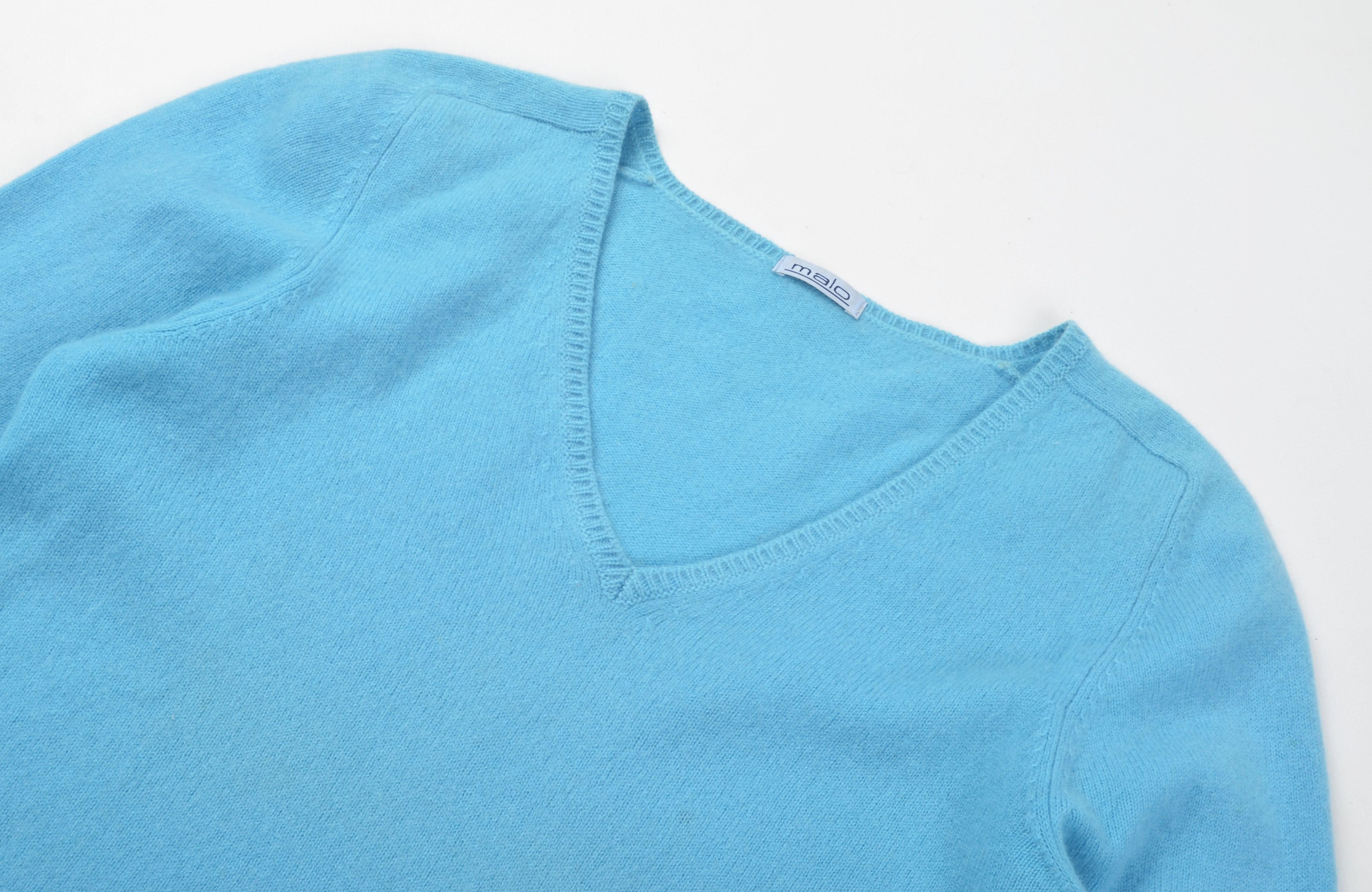 Malo Malo Women's Blue 3/4 Sleeve 100% Cashmere Sweater Size L / US 10 / IT 46 - 2 Thumbnail