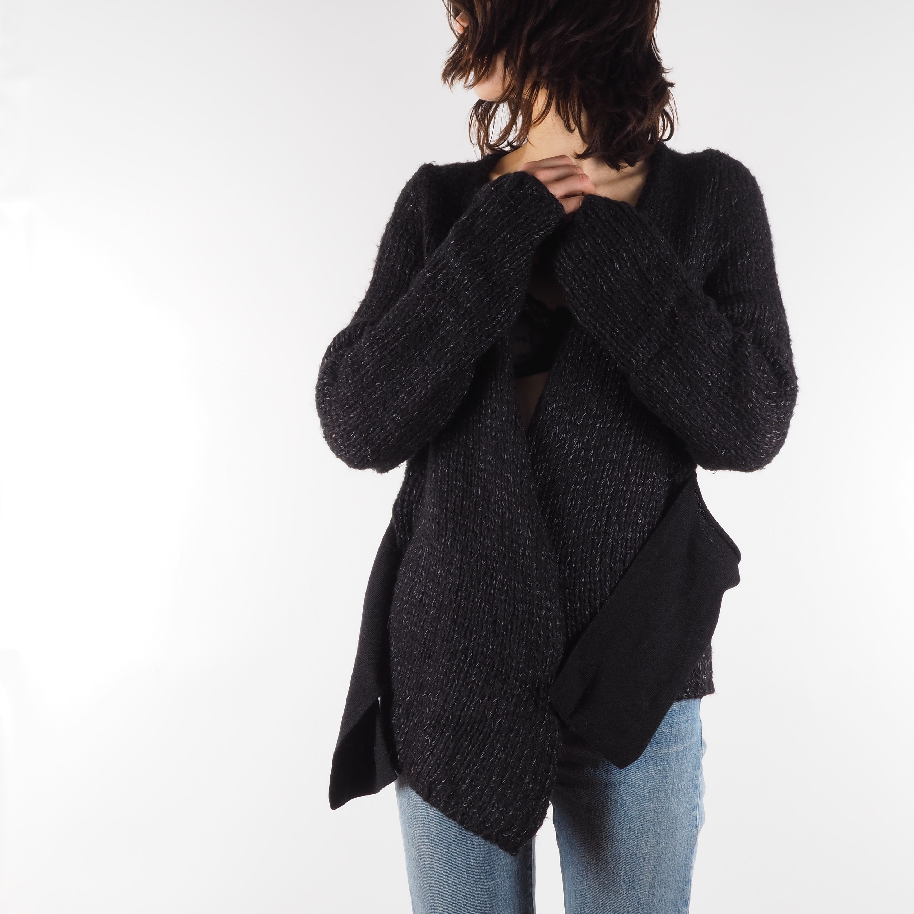 Sarah Pacini Sarah Pacini Gray Mohair Open Cape Sweater Cardigan Size ONE SIZE - 3 Thumbnail