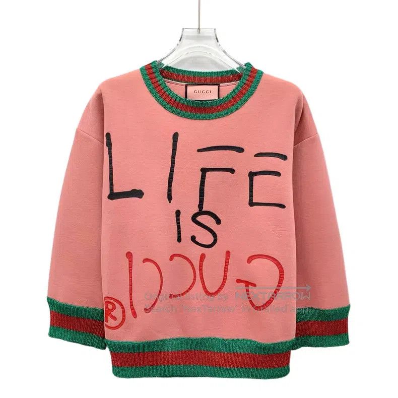 Gucci Gucci Pink letter embroidery cotton round-neck long-sleeve Size S / US 4 / IT 40 - 1 Thumbnail