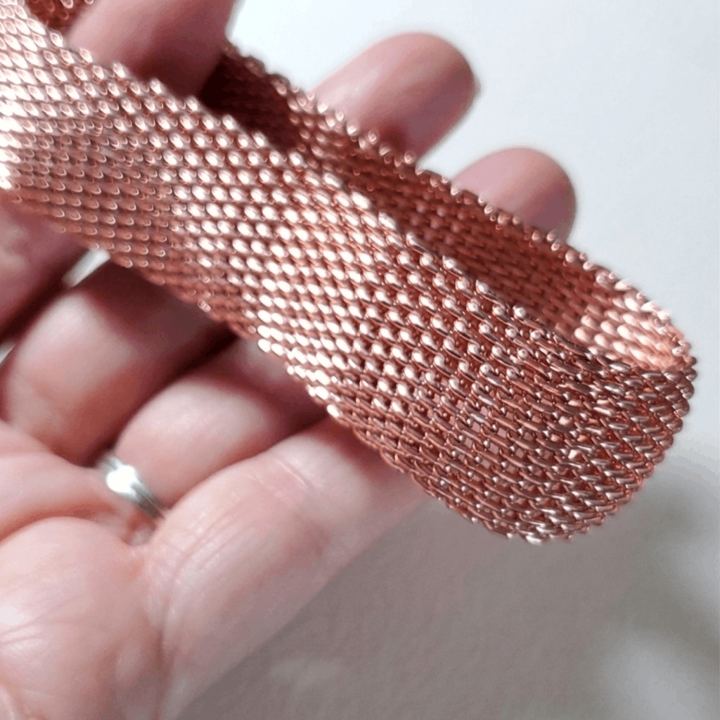 Other Mesh Bracelet 7.5" Reticulated Copper Rose Gold Flexible Size ONE SIZE - 2 Thumbnail