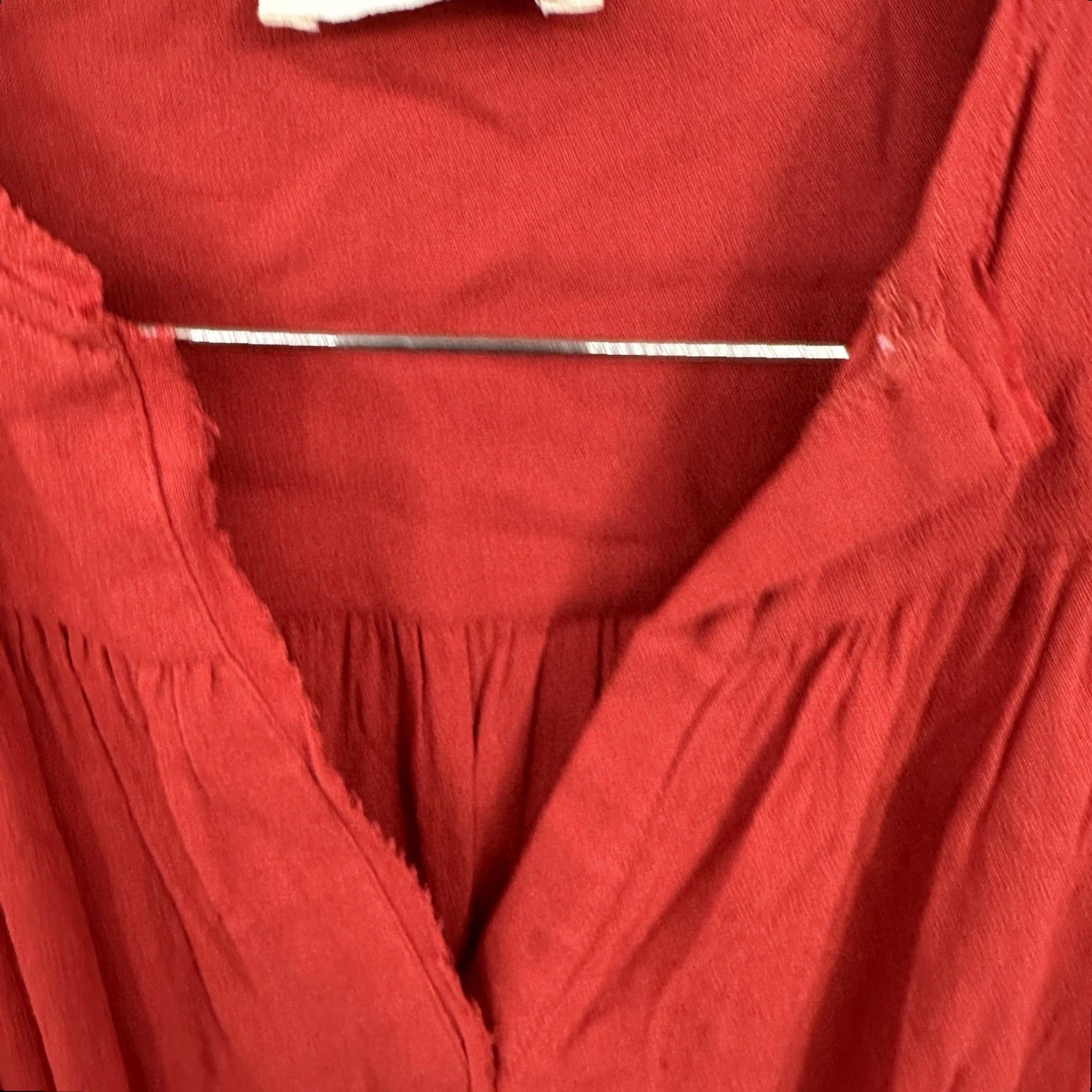 ba&sh ba&sh Dress Women Mini 0 Tomato Red V-Neck Long Sleeve Puff Sleeve Chiffon Layered Indie Bohemian Designer 90s Theme Mens? Size S / US 4 / IT 40 - 6 Thumbnail