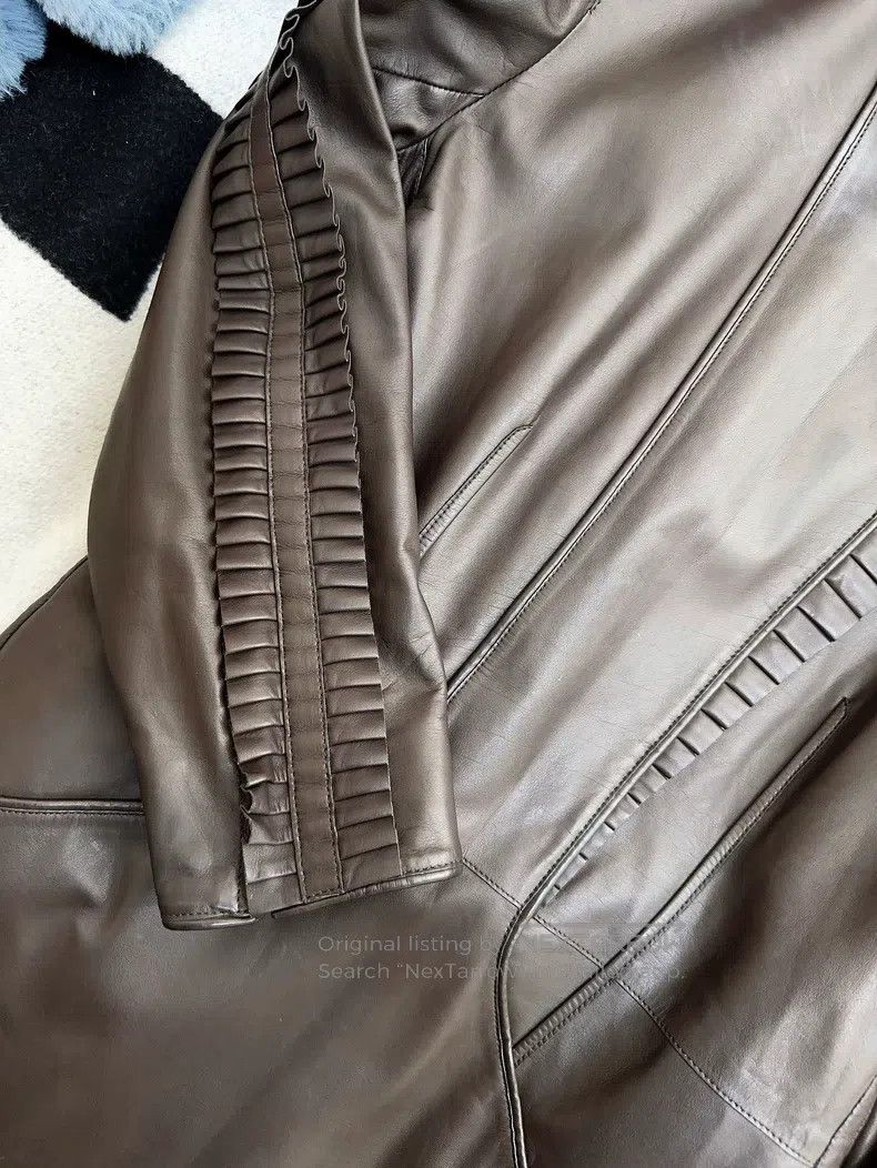 Hermes Hermes Long pleated leather dress with ruffled hem Size XS / US 0-2 / IT 36-38 - 9 Thumbnail