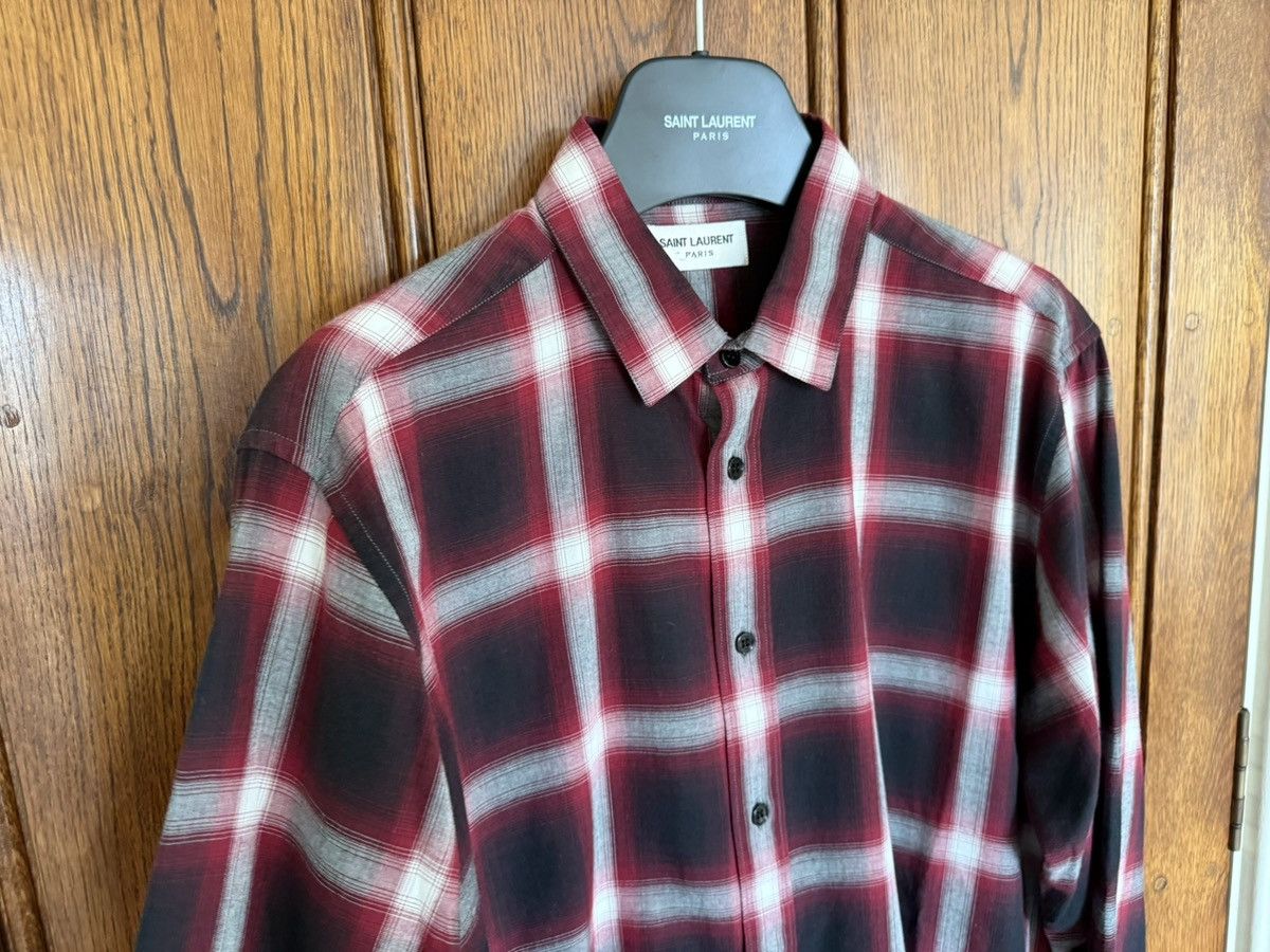 Saint Laurent Paris FW14 Saint Laurent Hedi Slimane red black flannel shirt 40 Size US L / EU 52-54 / 3 - 12 Thumbnail