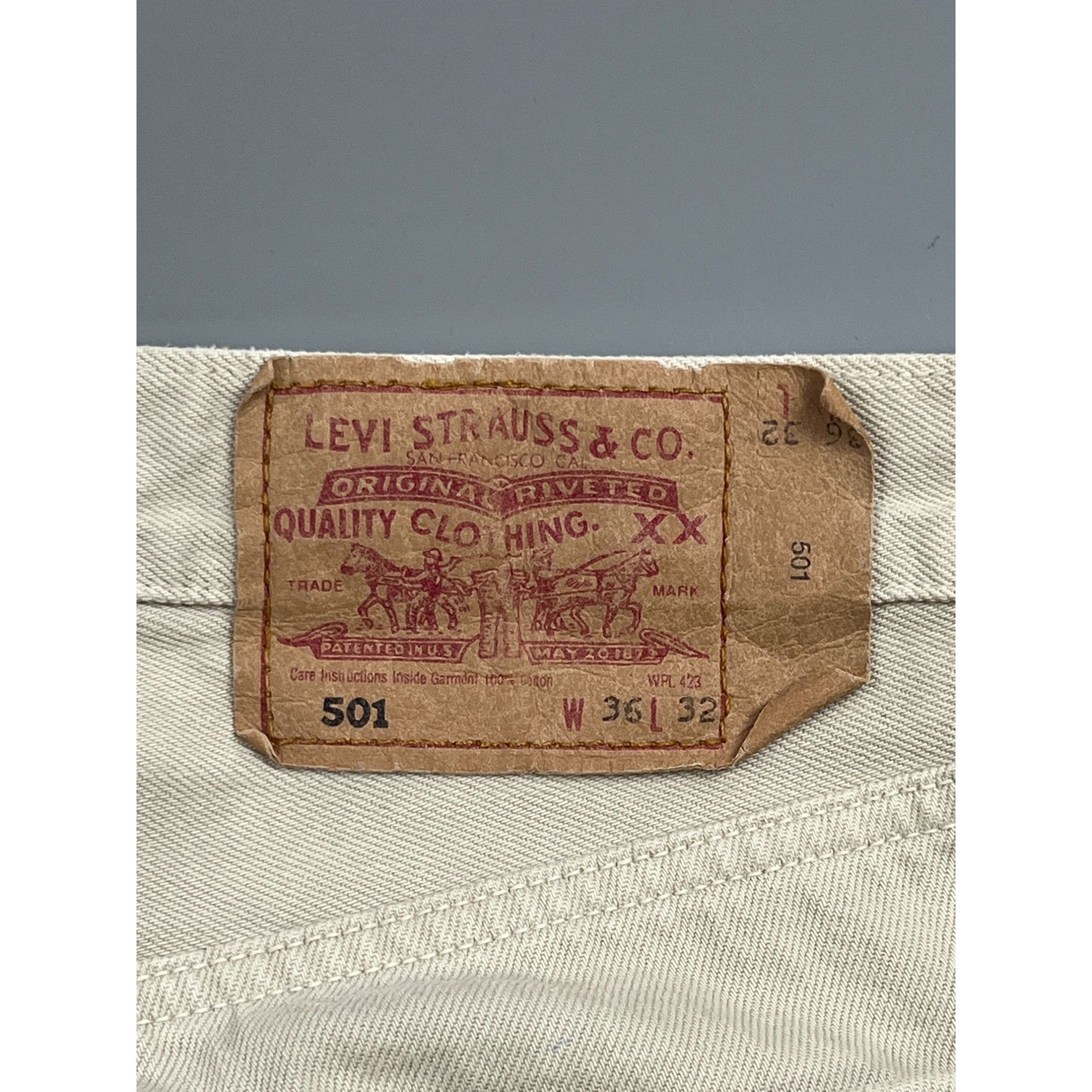 Levi's Levi’s 501 Made In USA Beige Denim Jeans Pants (Y0894) Size US 36 / EU 52 - 15 Thumbnail