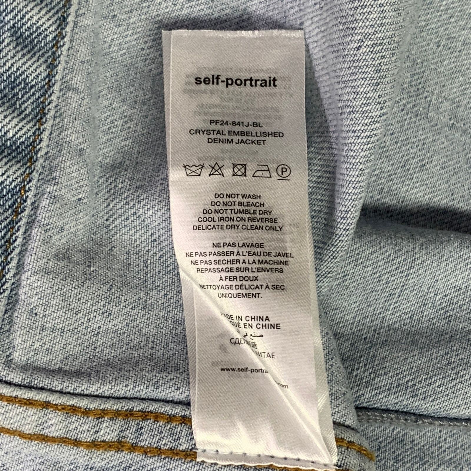 Self-Portrait SELF-PORTRAIT 6 Blue Cotton Rhinestones Cropped Denim Jacket Size M / US 6-8 / IT 42-44 - 7 Thumbnail