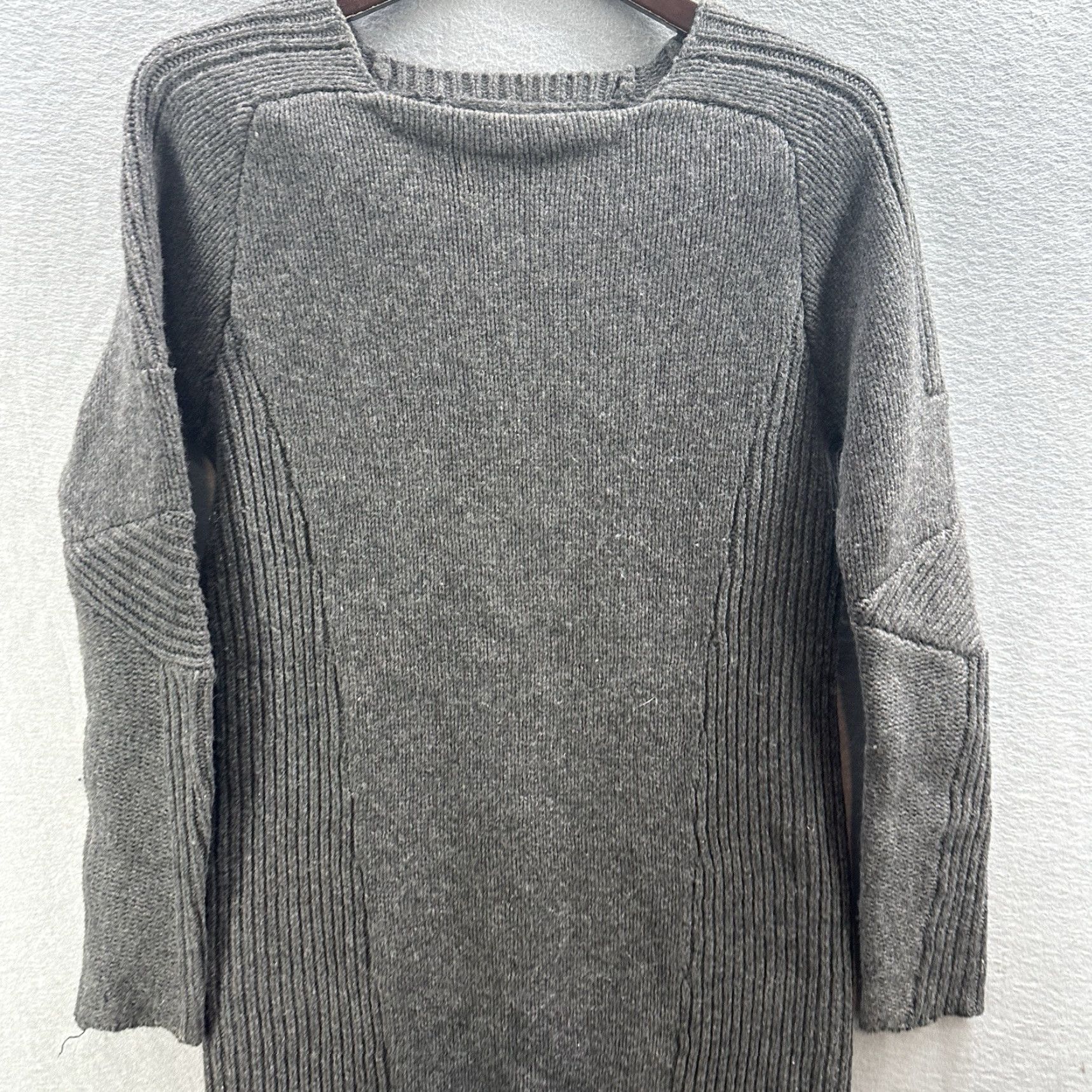 Allsaints AllSaints Sweater Dress Women XS Gray Knit Ribbed Square Neck Pullover Short Solid Vintage: No Size XS / US 0-2 / IT 36-38 - 4 Thumbnail