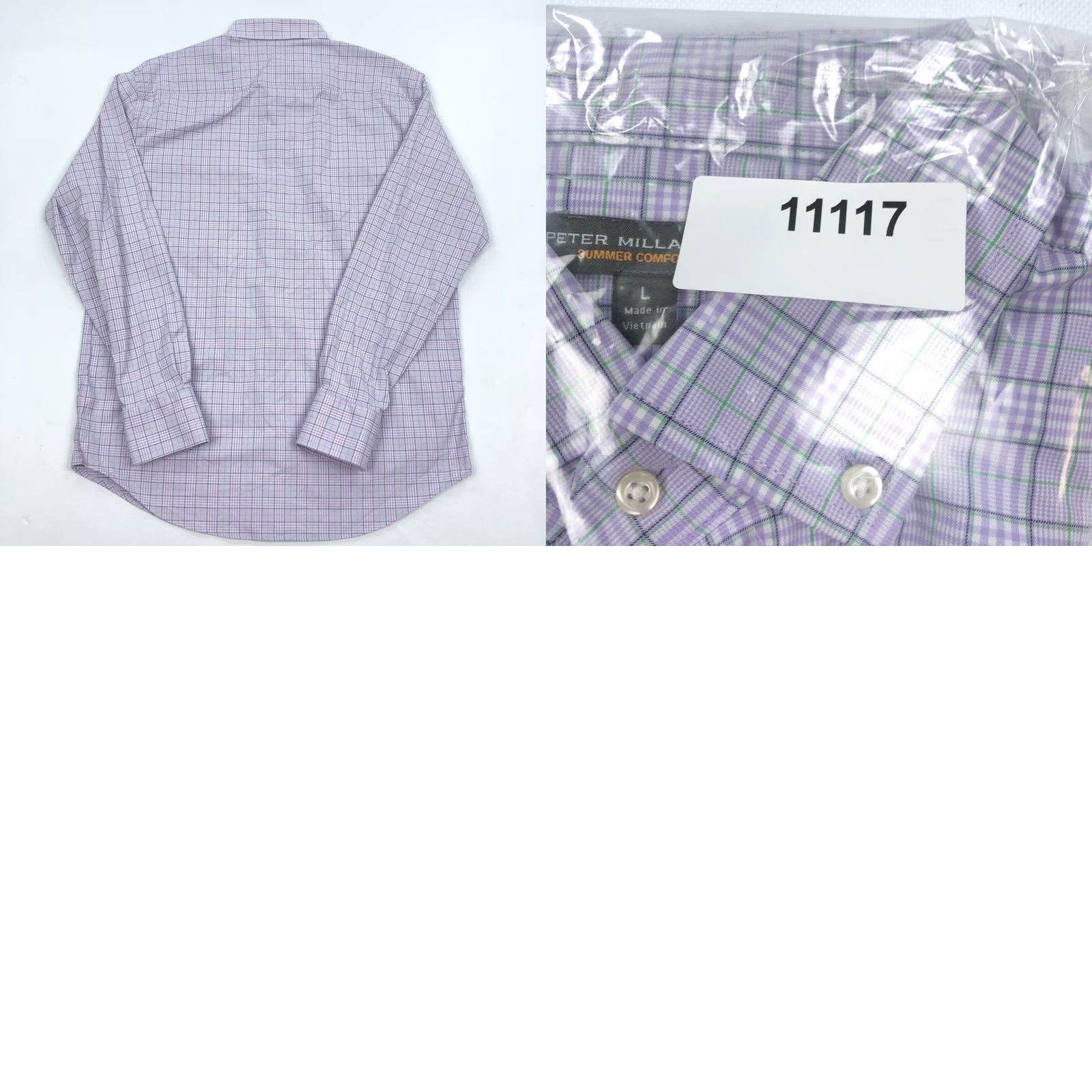 Peter Millar VINTAGE Peter Millar Men's L Lavender Plaid Summer Comfort Button-Down Shirt Nylon Blend Size US L / EU 52-54 / 3 - 8 Thumbnail