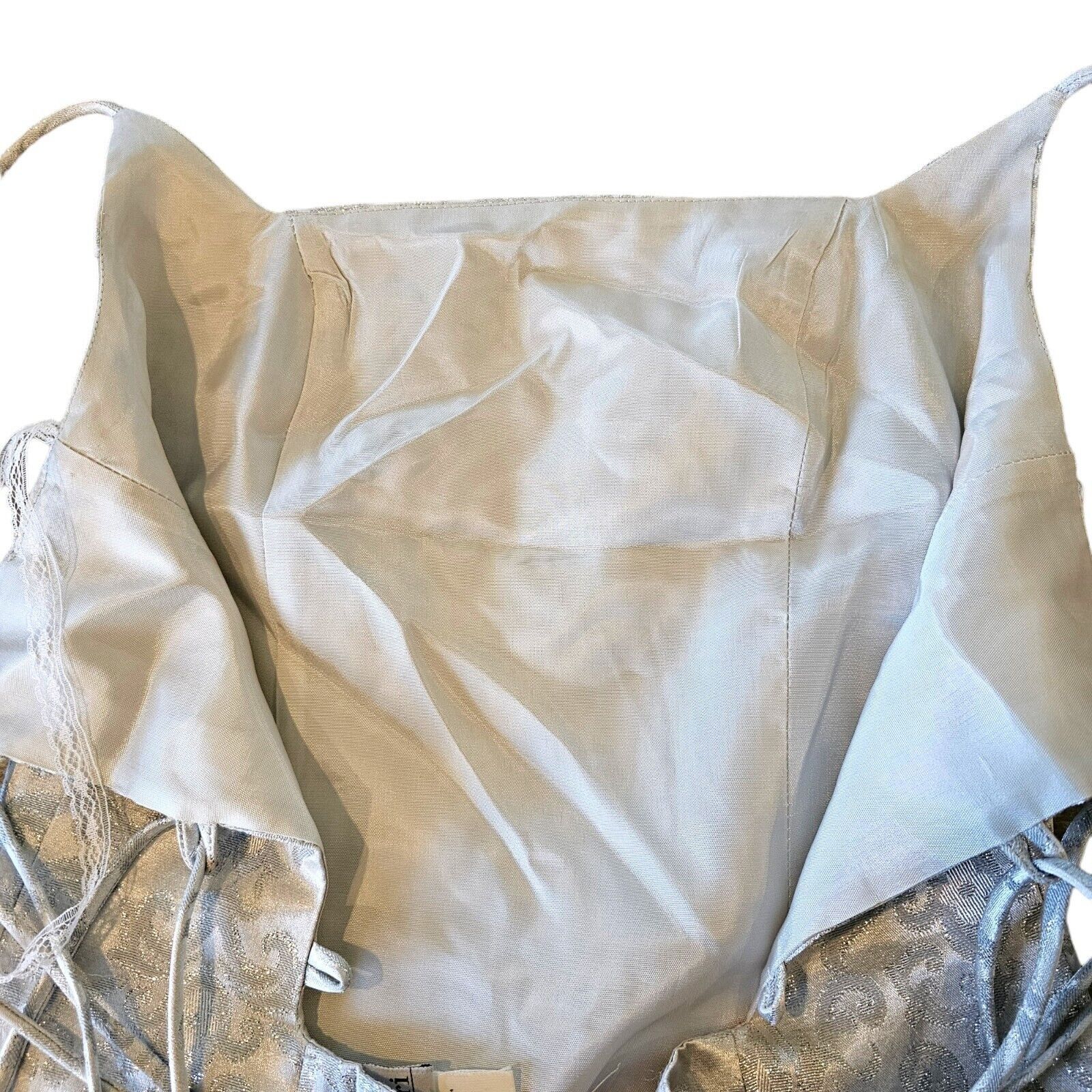 Vintage Y2K 2000s Sz 2 4 Silver Prom Dress Formal Gown Laceup Back P Size XS / US 0-2 / IT 36-38 - 10 Thumbnail