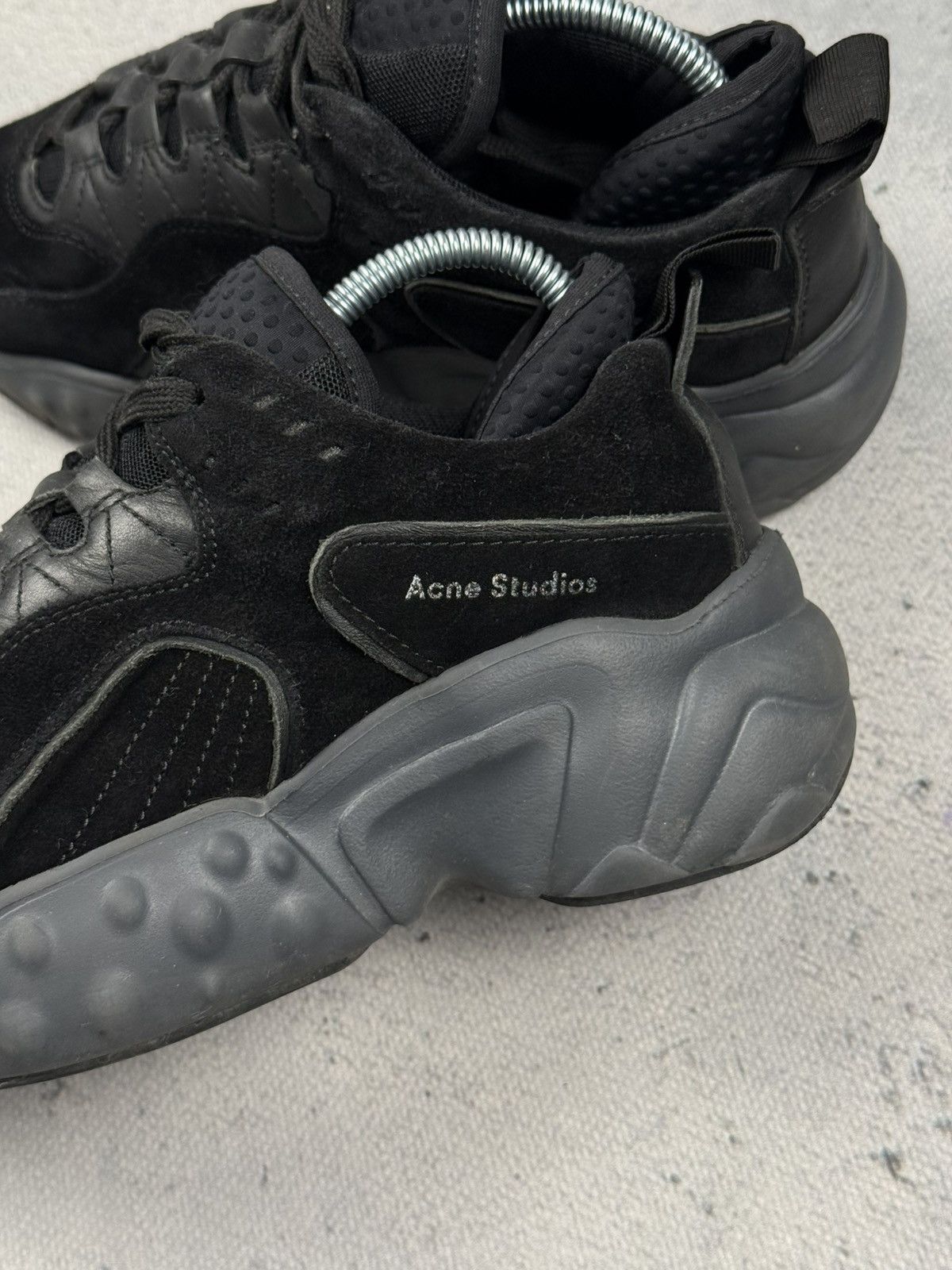 Acne Studios Acne Studios Rockaway Triple Black Suede Leather Sneakers Size US 5 / IT 35 - 10 Thumbnail