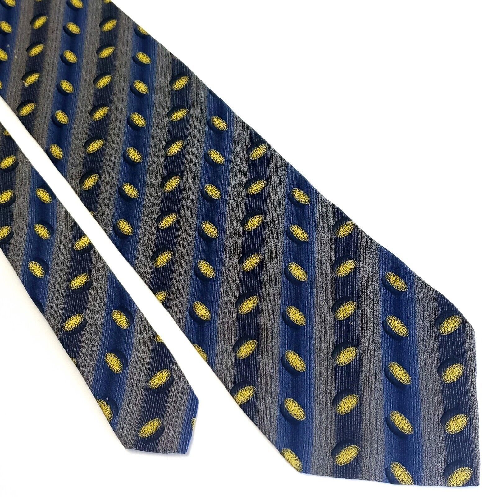 Designer Zanzaba Blue Gray Silk Tie Woven Striped Size ONE SIZE - 1 Thumbnail