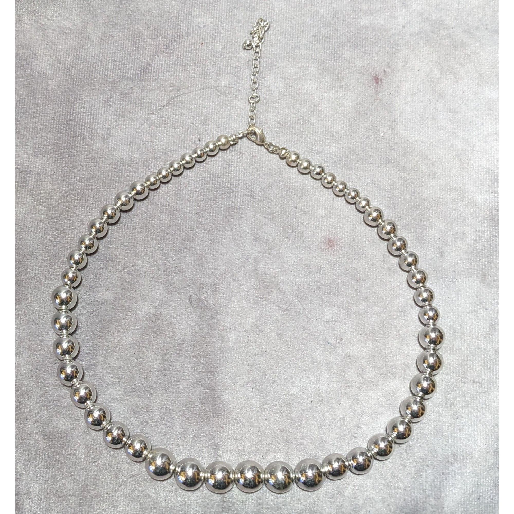 Other Metallic Silver Graduated Beaded Necklace Size ONE SIZE - 10 Thumbnail