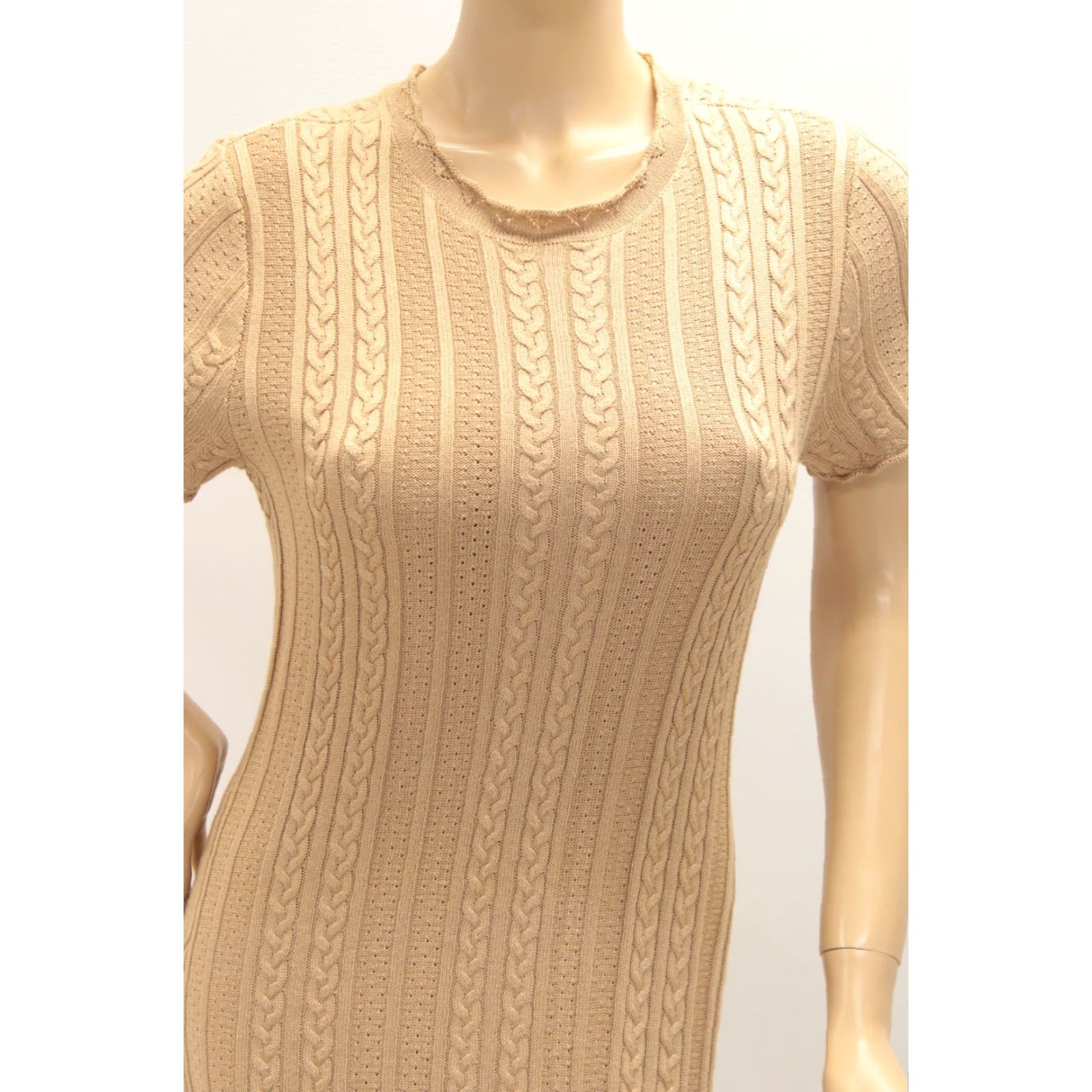 Show Me Your MuMu Show Me Your Mumu Maxi Sweater Dress Women's L Gold Cable knit Sparkly Party Dress Size L / US 10 / IT 46 - 7 Thumbnail