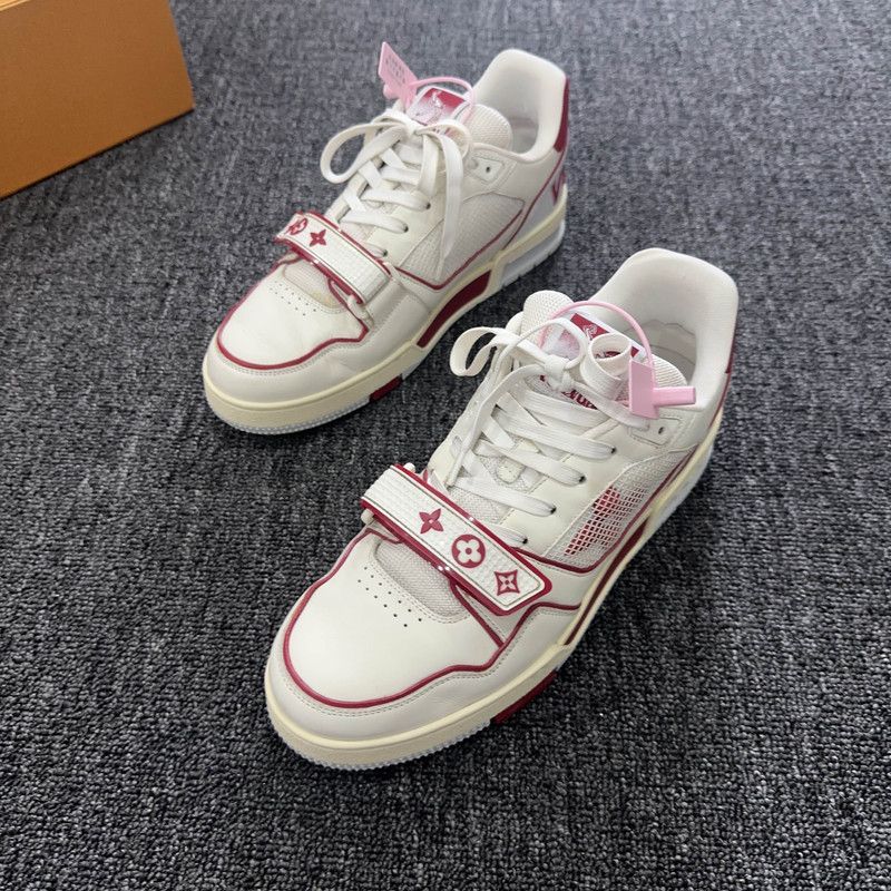 Louis Vuitton Louis Vuitton White and Red Trainer Sneakers 0089 Size US 8 / EU 41 - 1 Thumbnail