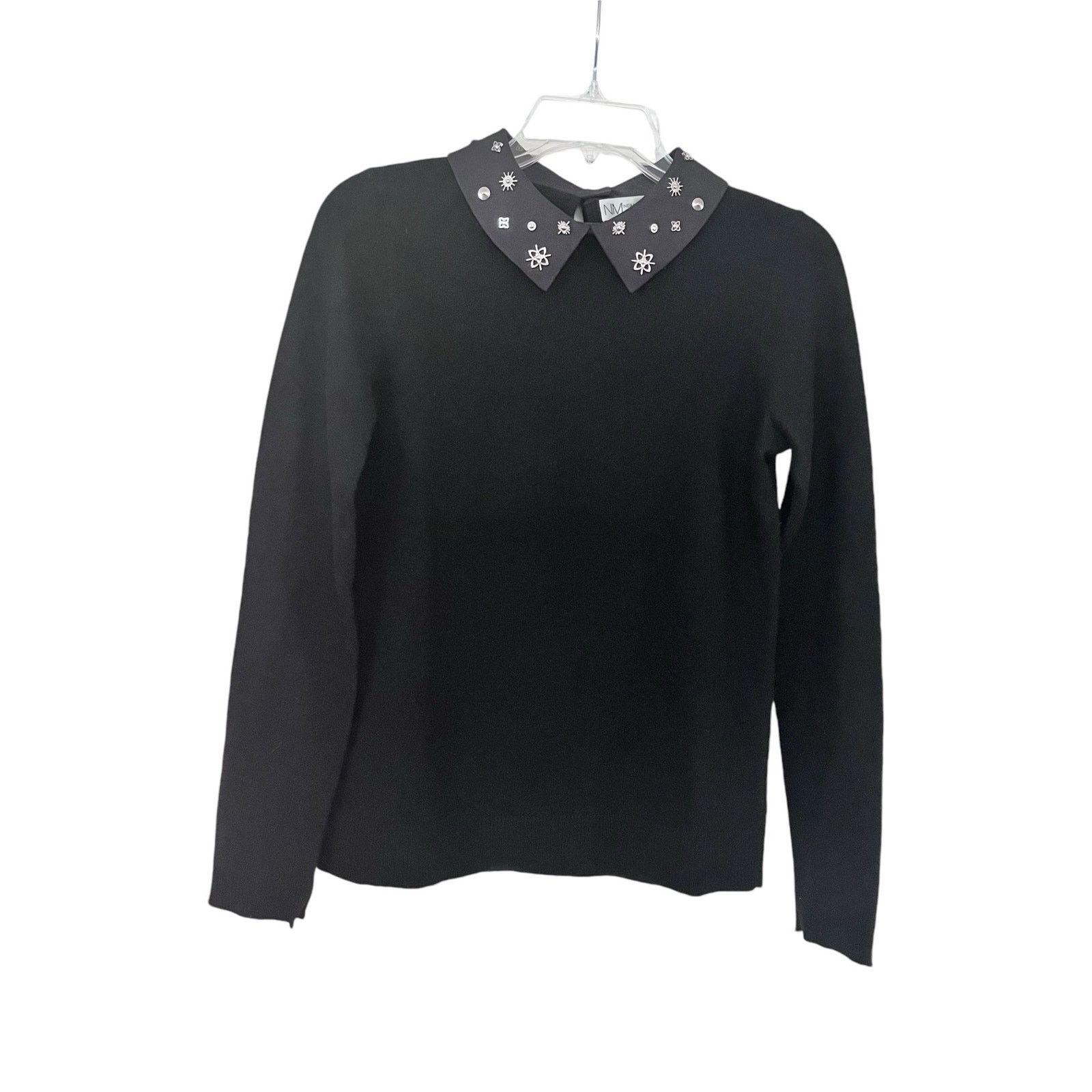 Neiman Marcus Neiman Marcus Cashmere Black Embellished Collar Sweater Size S / US 4 / IT 40 - 1 Thumbnail