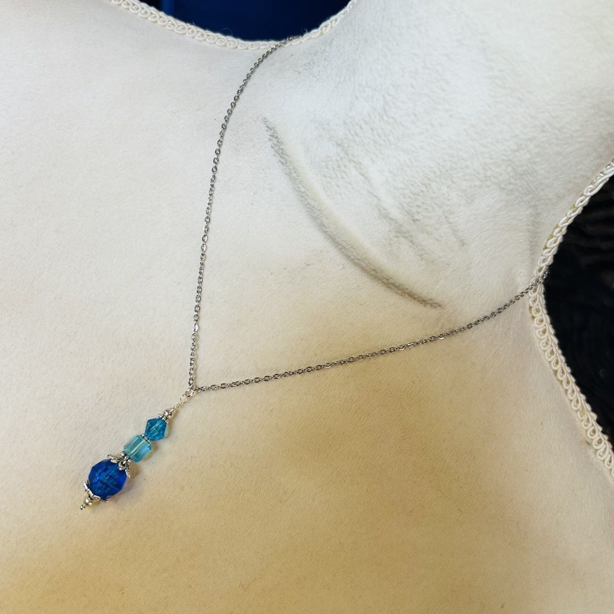Handmade Handcrafted faceted glass acrylic pendant on chain necklace Size ONE SIZE - 1 Thumbnail