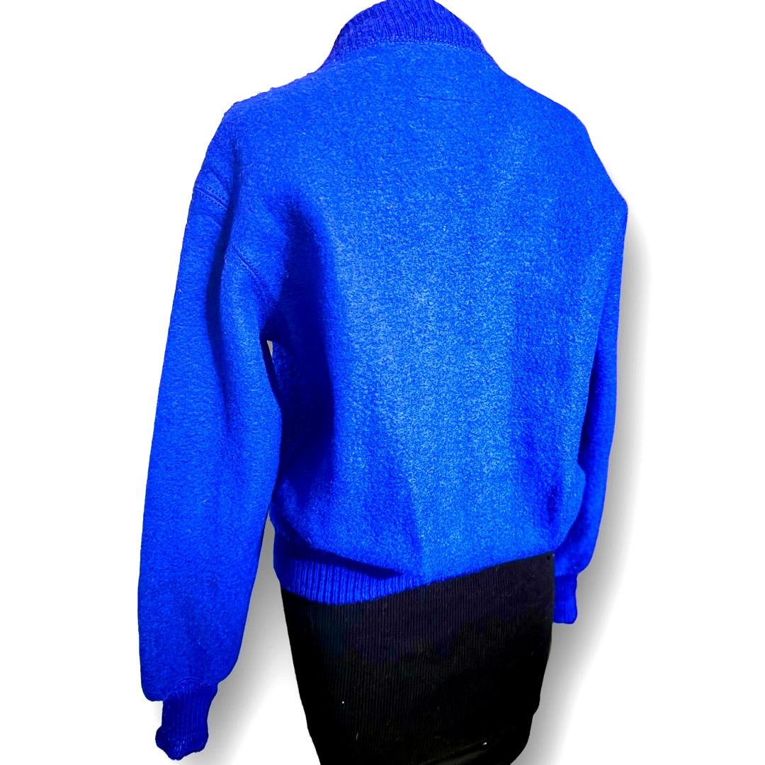 Vintage Vtg. Highlander Astrakhan Wool Zipped Blue Bomber Jacket Size S / US 4 / IT 40 - 2 Thumbnail