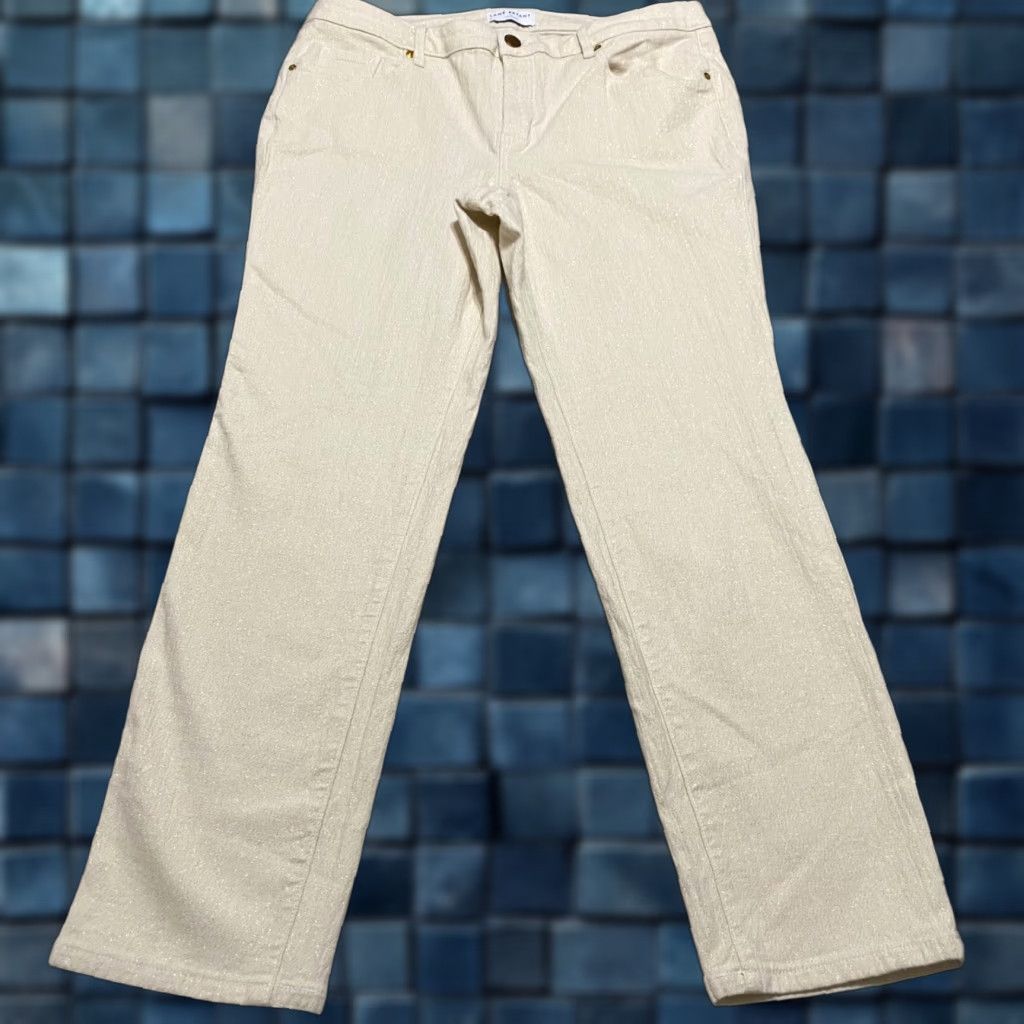 Vintage Lane Bryant Womens Jeans 16 Plus Ivory Denim Mid Rise Straight 5-Pocket Stretch Regular Size 38" / US 16 / IT 52 - 1 Thumbnail