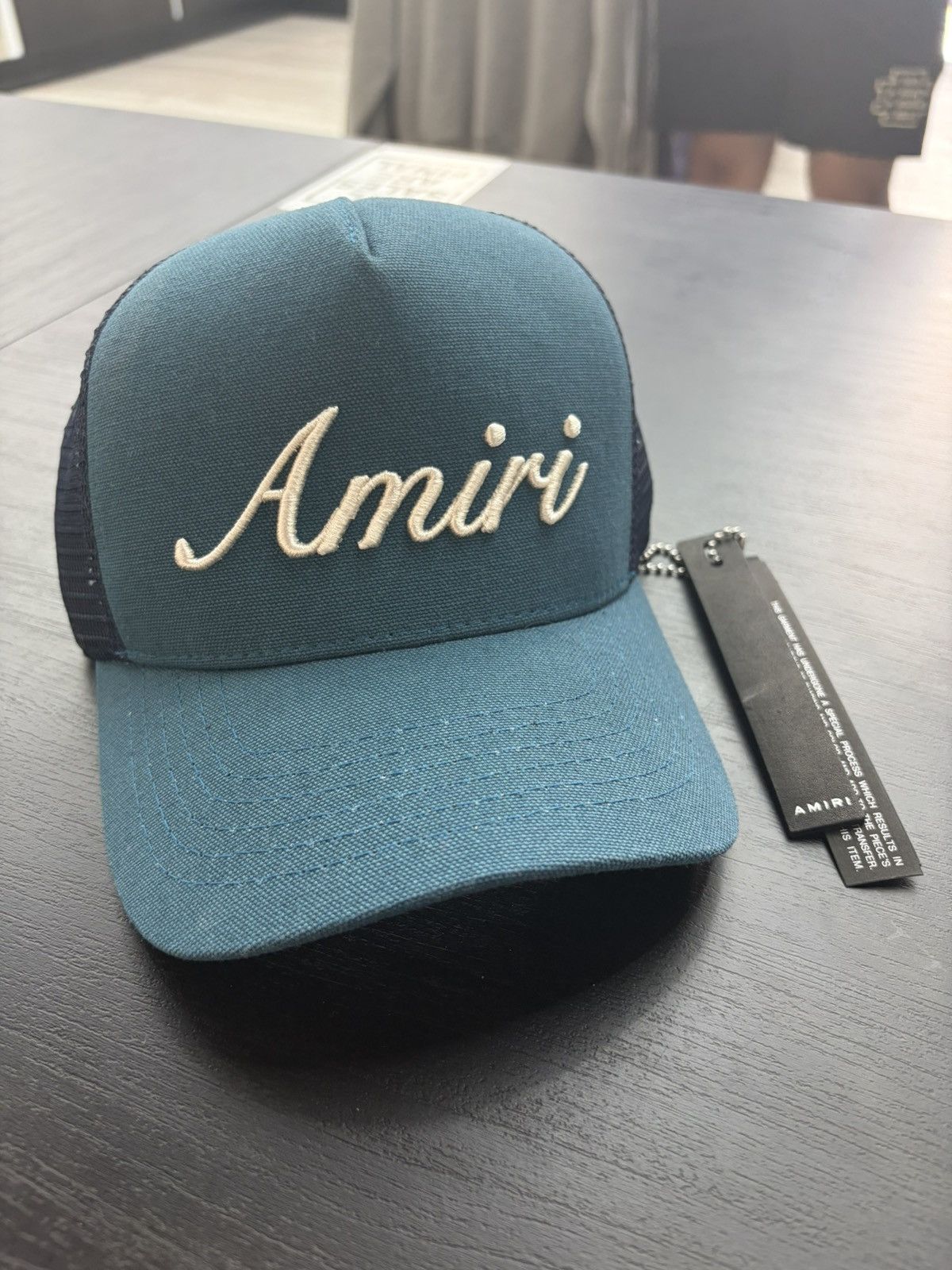Amiri Amiri Script Trucker Hat Teal Size ONE SIZE - 1 Thumbnail