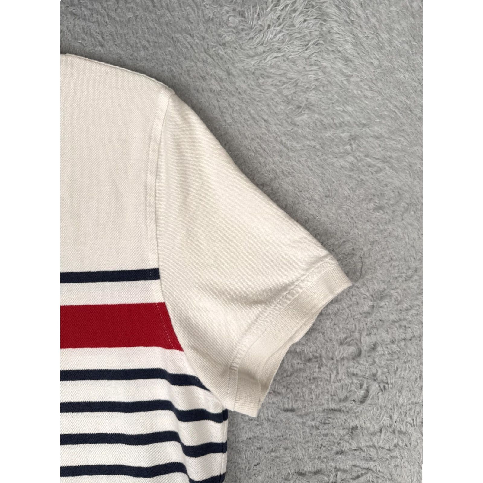 Tommy Hilfiger Tommy Hilfiger Polo Shirt Mens Medium White Striped Logo Cotton Knit Nautical Size US M / EU 48-50 / 2 - 2 Thumbnail