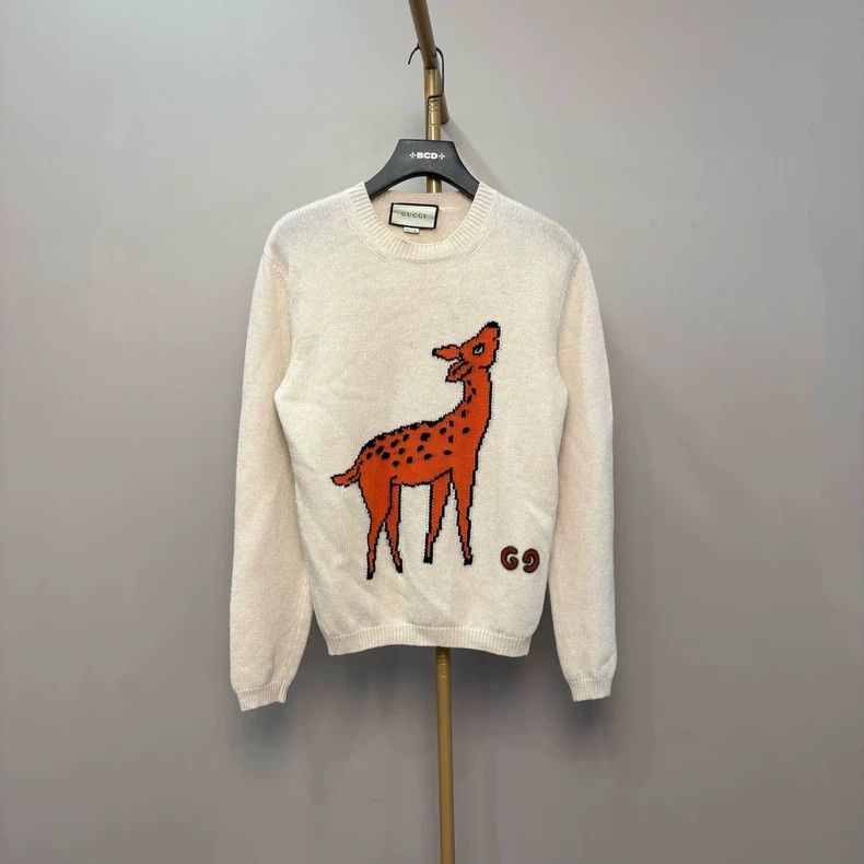 Gucci Deer Sweater in Ivory Color-dmc