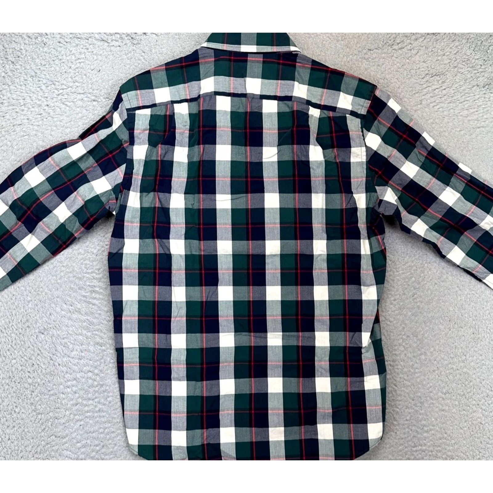J.Crew J.CREW Shirt Adult Small Slim Button-Down Long Sleeve Plaid Navy Green Mens NEW Size US S / EU 44-46 / 1 - 4 Thumbnail