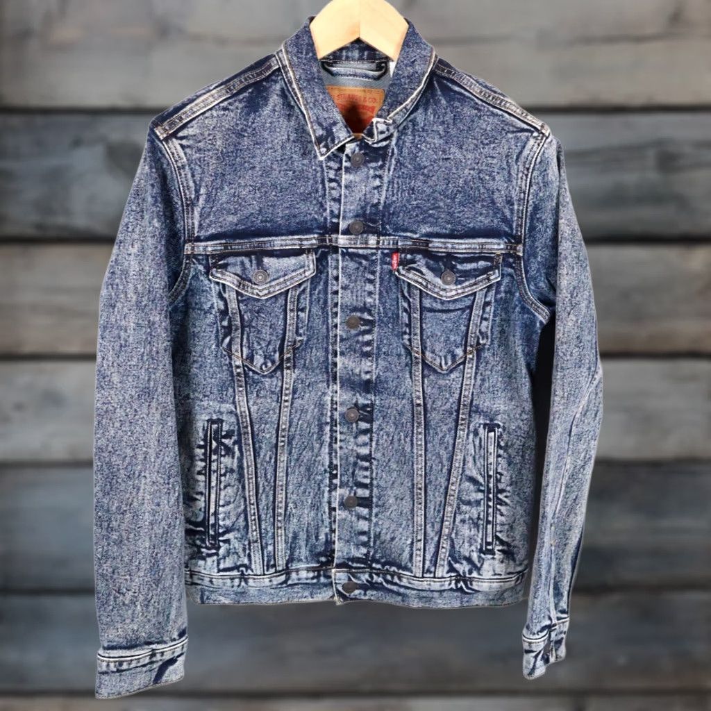Levi's Levi's Jacket Denim Trucker Jean Medium Blue Acid Wash 3 Type 3 Buttons Mens M Denim Jacket Size US 31 - 1 Thumbnail