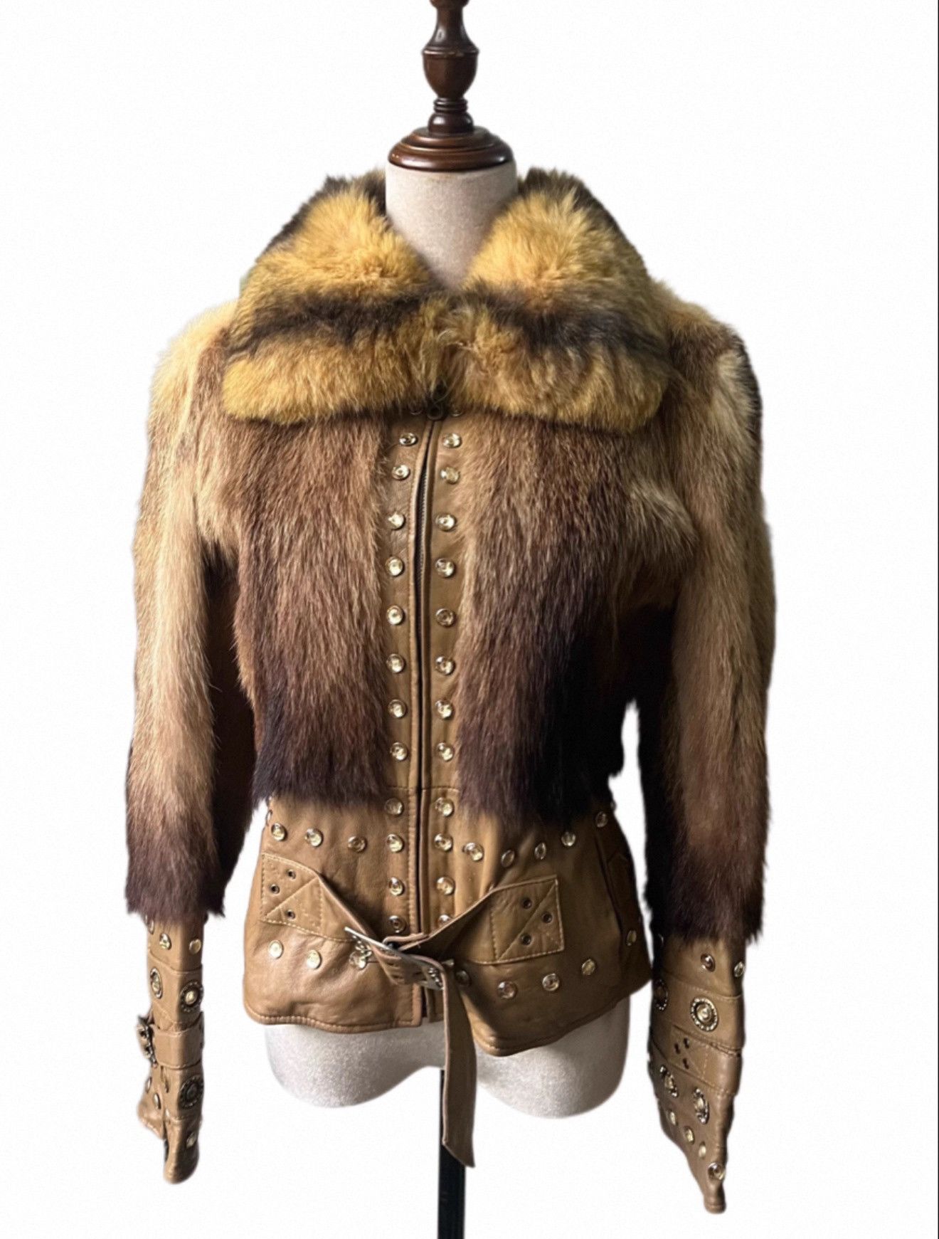 Vintage Raccoon Fur Vintage Leather Jacket Size S / US 4 / IT 40 - 1 Thumbnail