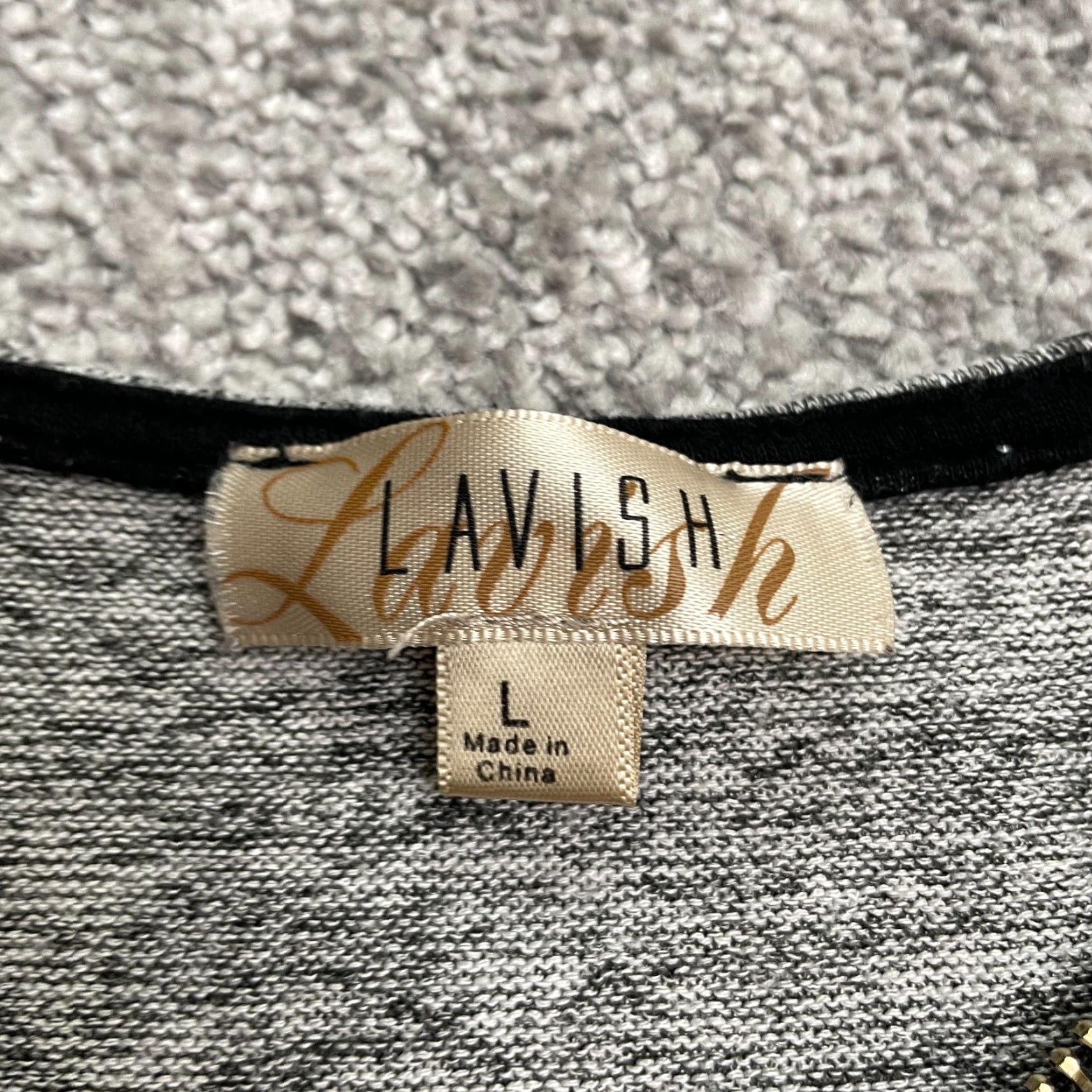 Vintage Lavish 1/2 Zip Top Womens Large Gray V-Neck Short Sleeve Casual Stretch Blouse Size L / US 10 / IT 46 - 4 Thumbnail
