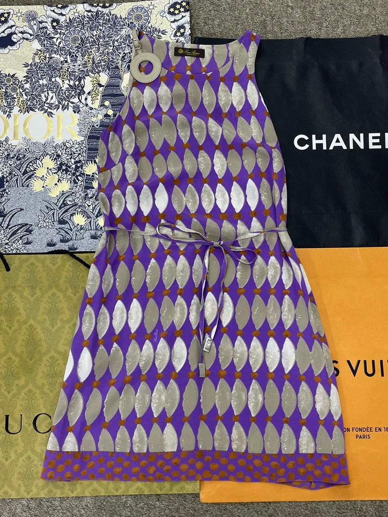 Loro Piana Loro Piana Purple Silver Silk Dress - dmc Size US 30 / EU 46 - 1 Thumbnail
