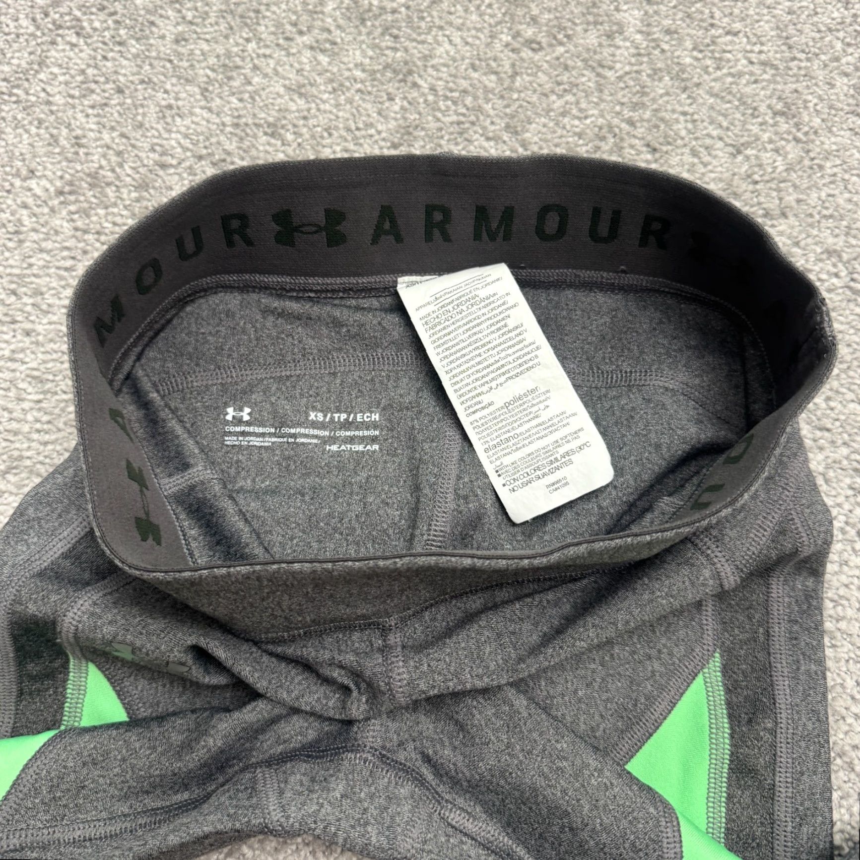Under Armour Under Armour HeatGear Compression Leggings Womens XS Color Block Gray Black Green Size 26" / US 2 / IT 38 - 5 Thumbnail