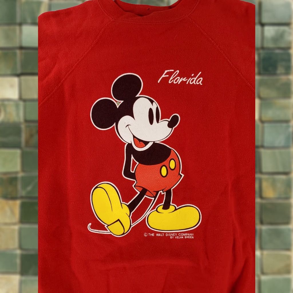 Tultex VINTAGE Disney Mickey Mouse Sweatshirt Tultex Velva Sheen Made USA Mens L Red 90s Pullover Size US L / EU 52-54 / 3 - 1 Thumbnail